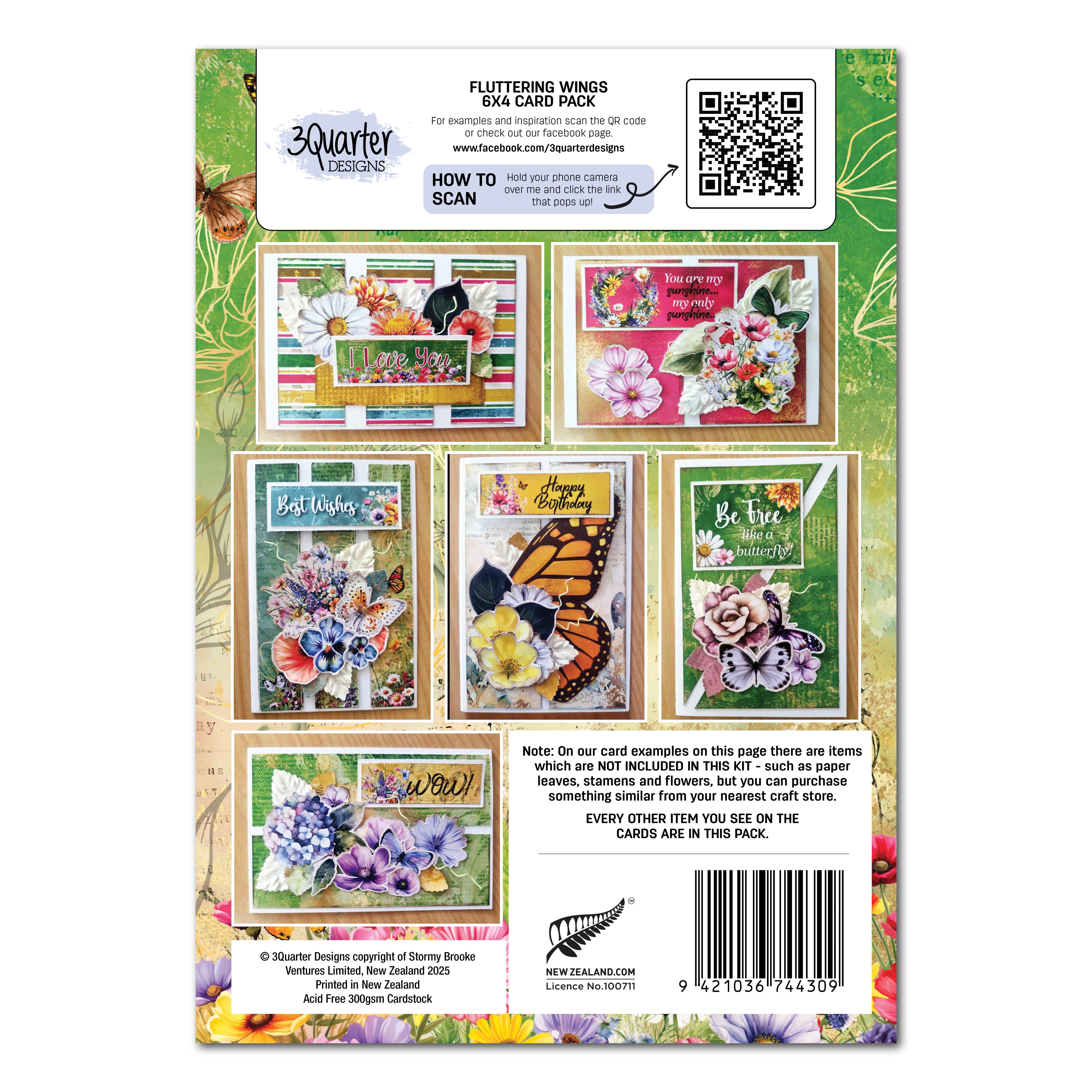 3Quarter Designs Fluttering Wings 6x4 Card Pack