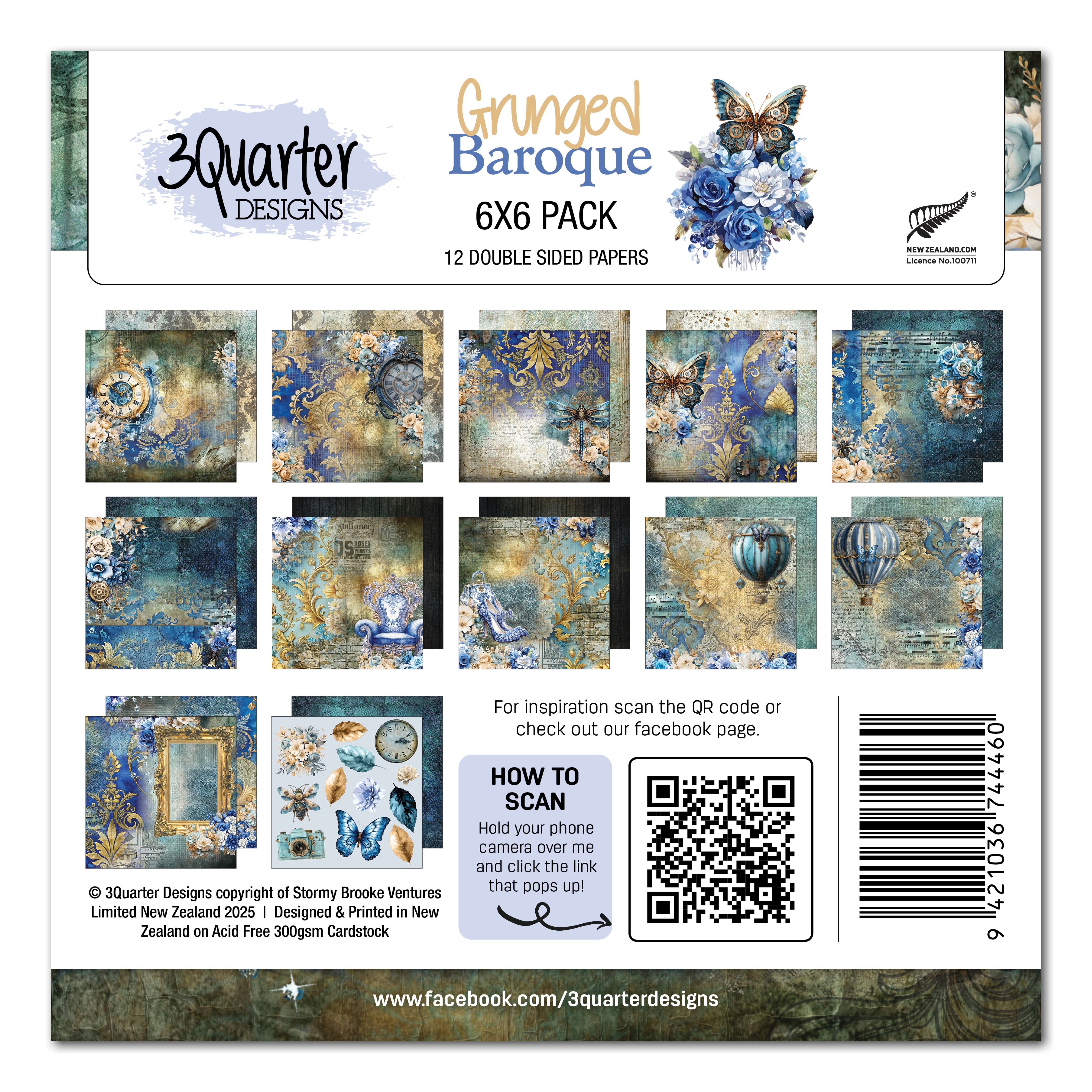 3Quarter Designs Grunged Baroque 6x6 Paper Pack