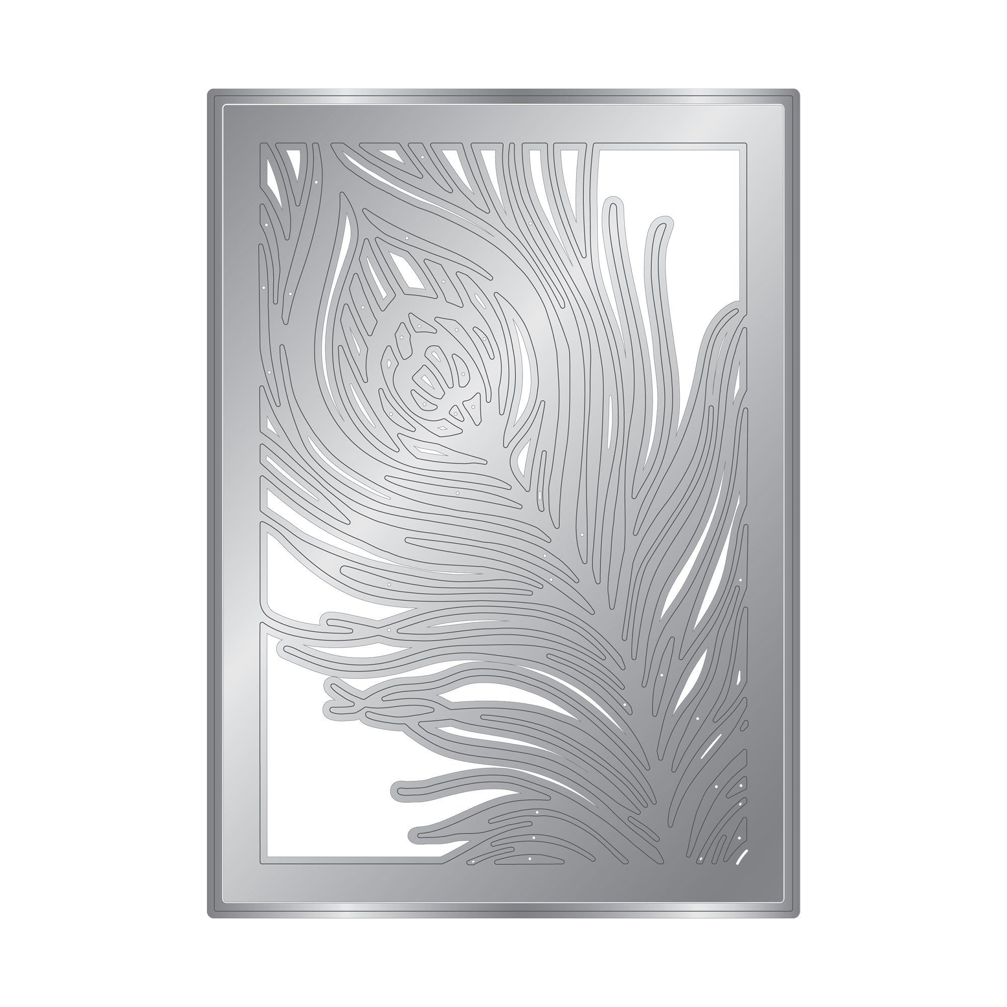 Graceful Plumes Metal Die Create-a-Card - Peacock Quill