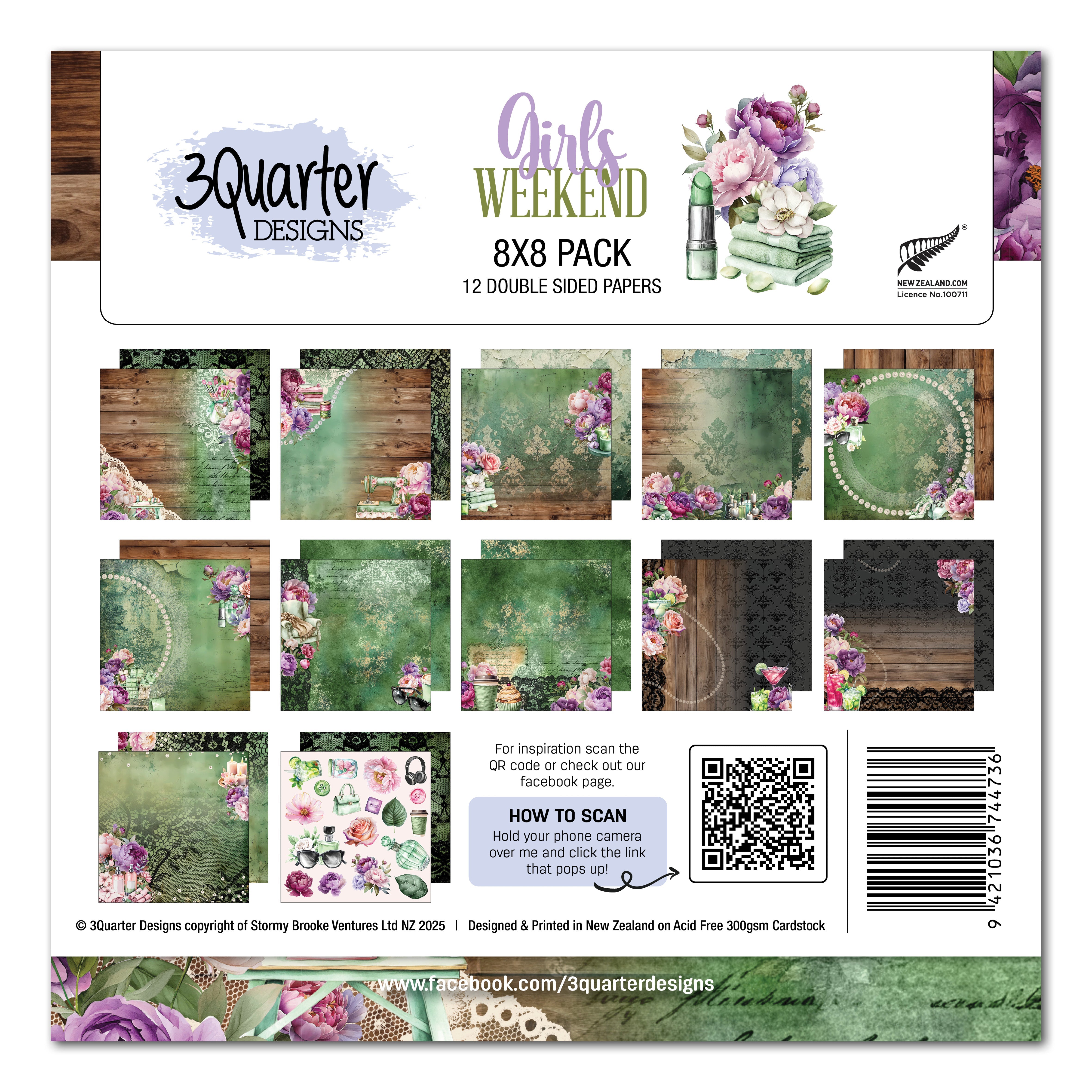 3Quarter Designs Girls Weekend 8x8 Paper Pack