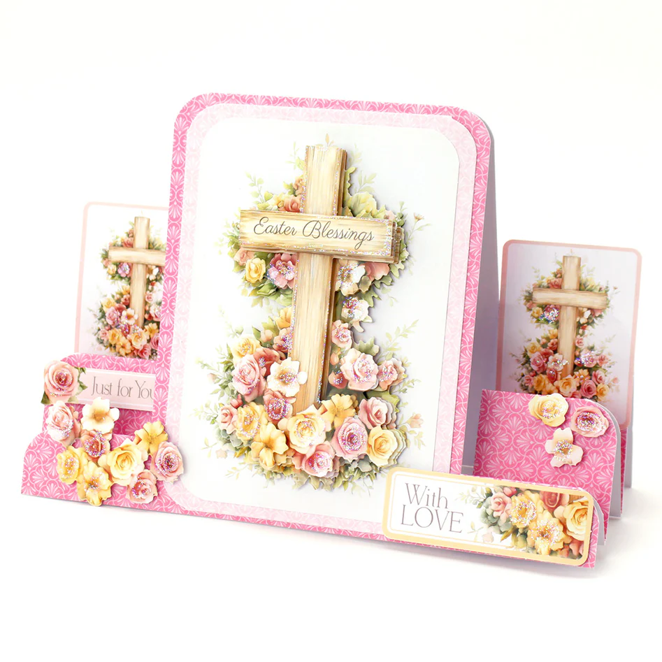 Die Cut Decoupage – Wooden Cross & Roses (pack of 3)