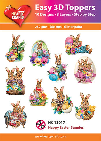 Hearty Crafts Easy 3D Toppers - Happy Easter Bunnies