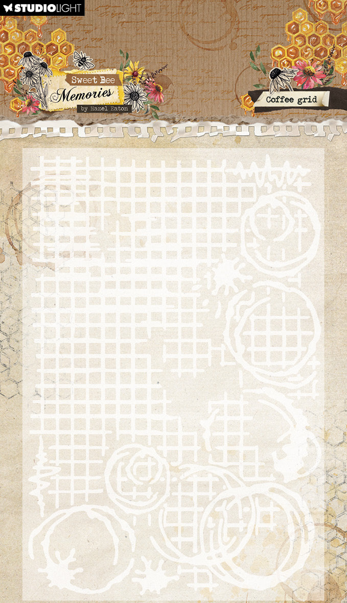 HE Embossing Folder Coffee Grid Sweet Bee Memories 1 PC