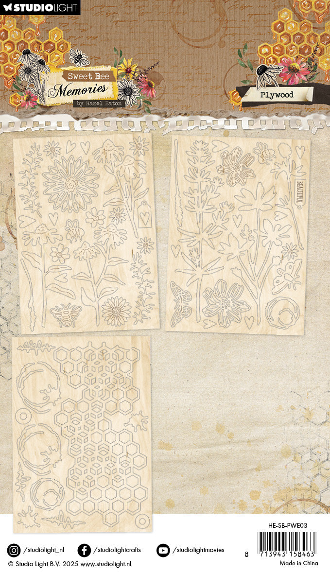 HE Plywood Elements Florals & Grunge Sweet Bee Memories 3 PC