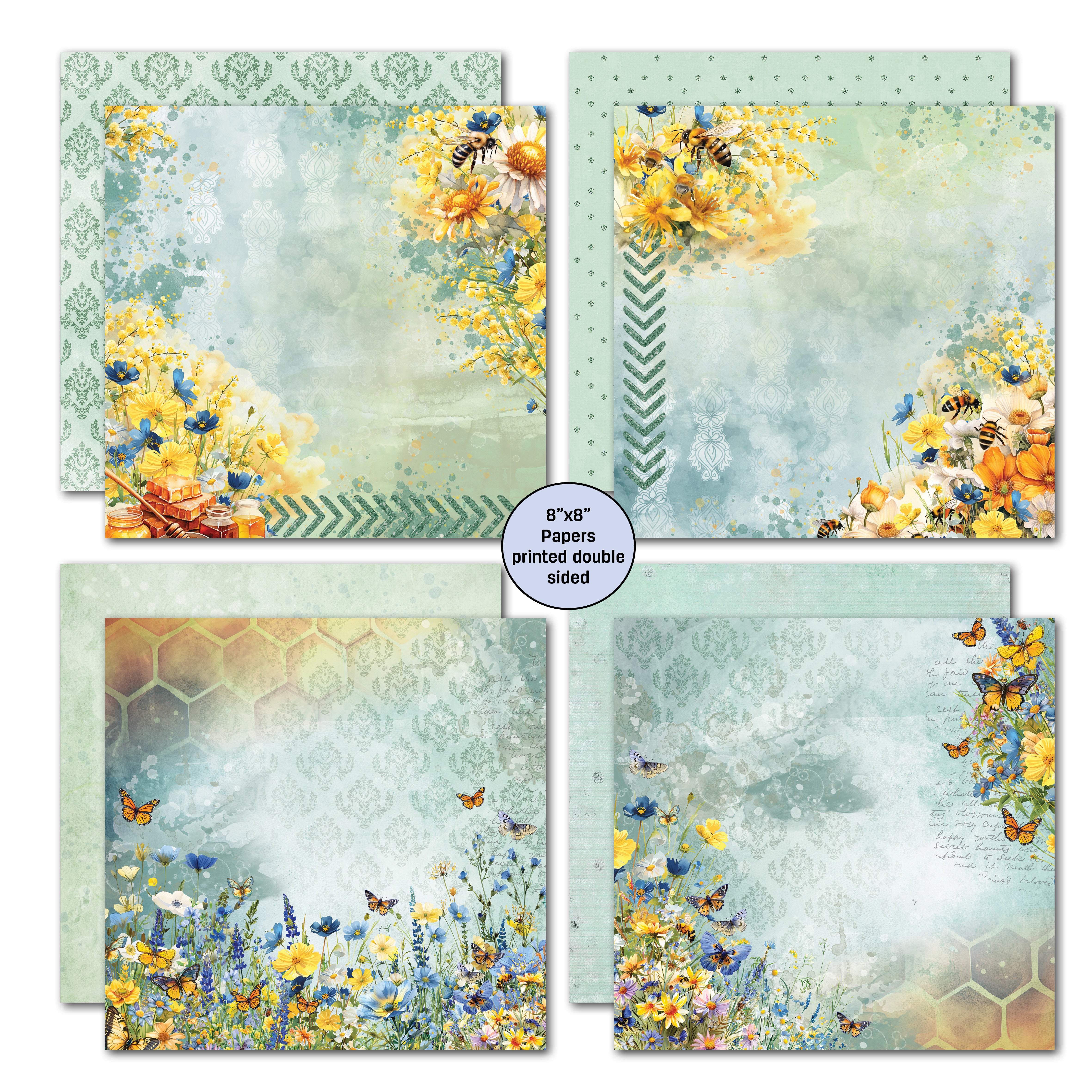 3Quarter Designs Honey Fields 8x8 Paper Pack & Diecuts Set