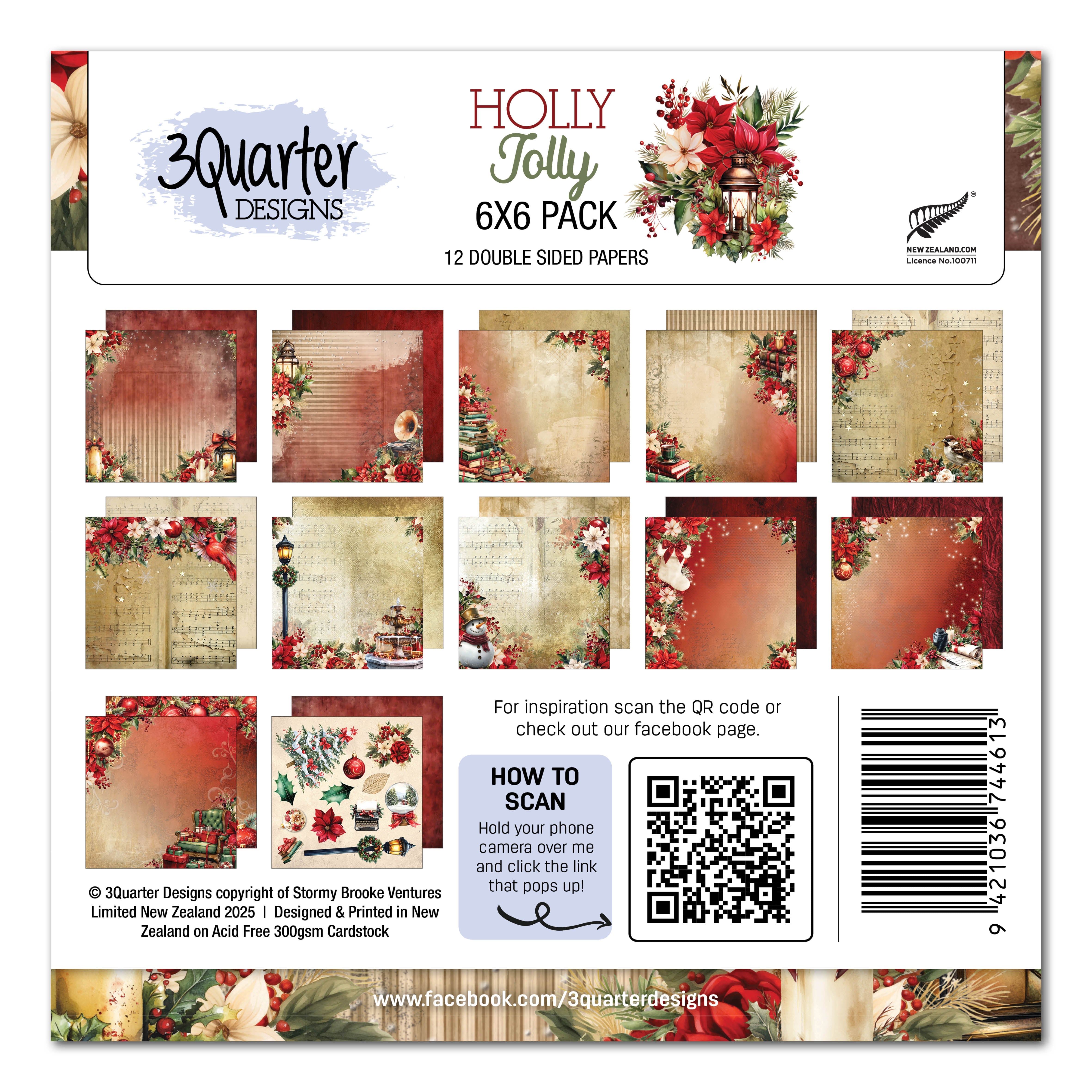 3Quarter Designs Holly Jolly 6x6 Paper Pack