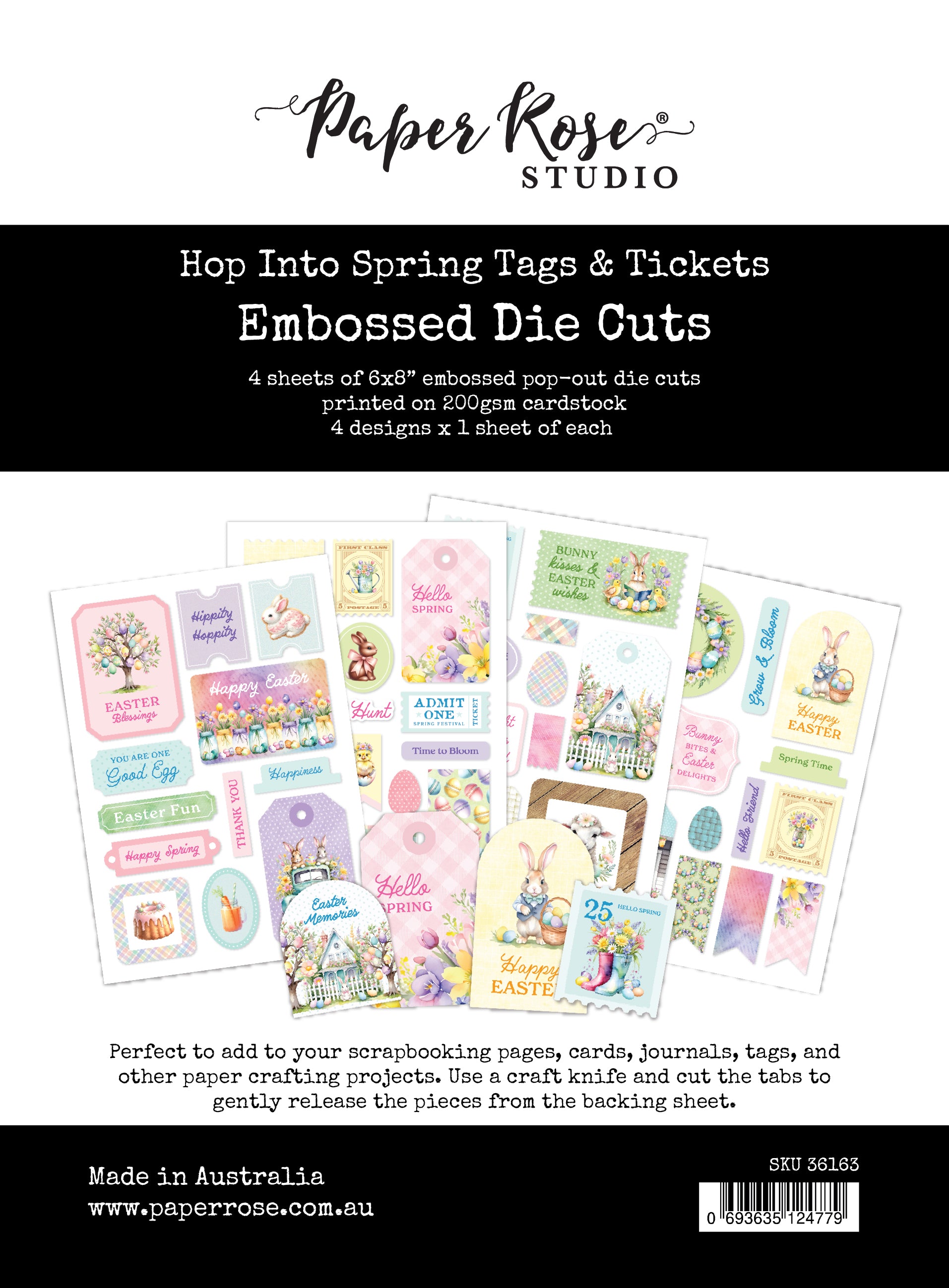 Hop Into Spring 6x8" Tags & Tickets Embossed Die Cuts 36163