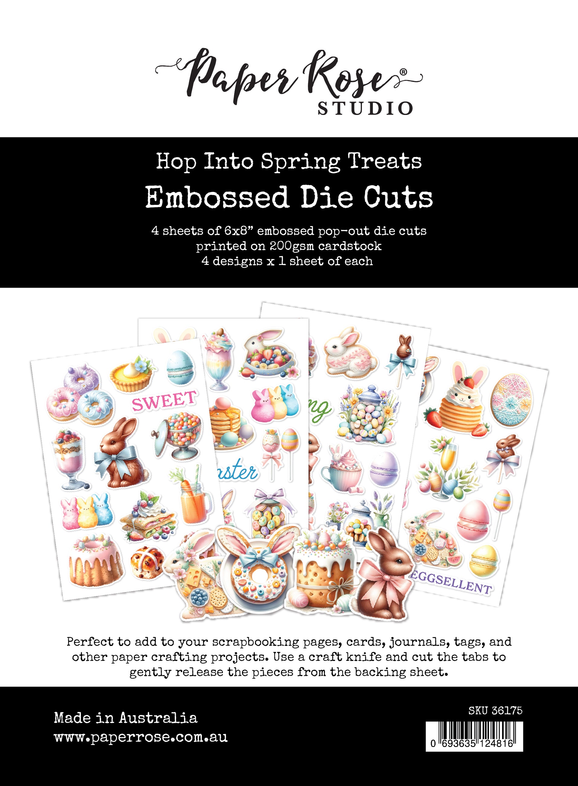 Hop Into Spring 6 x 8" Treats Embossed Die Cuts 36175