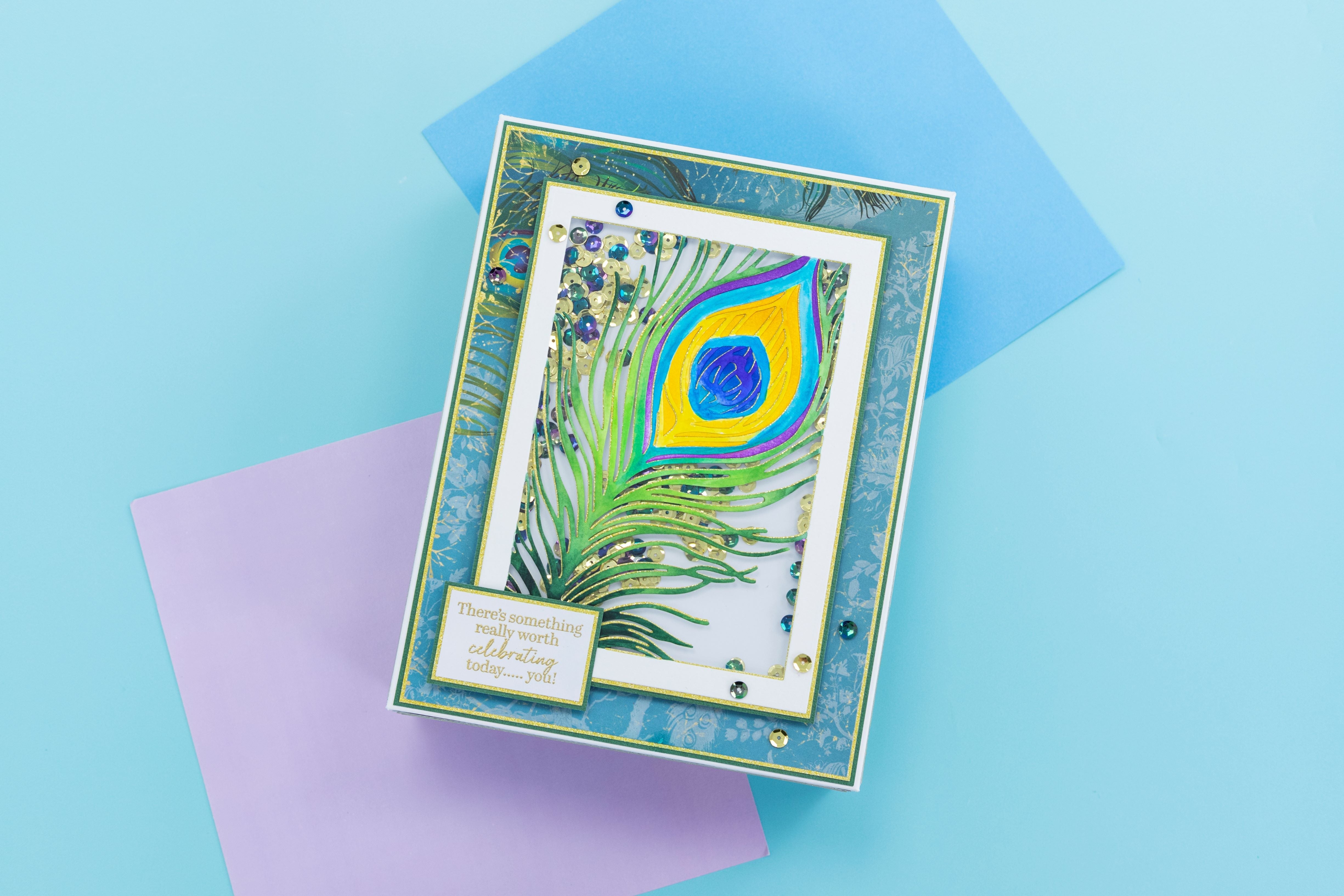 Graceful Plumes Metal Die Create-a-Card - Peacock Quill