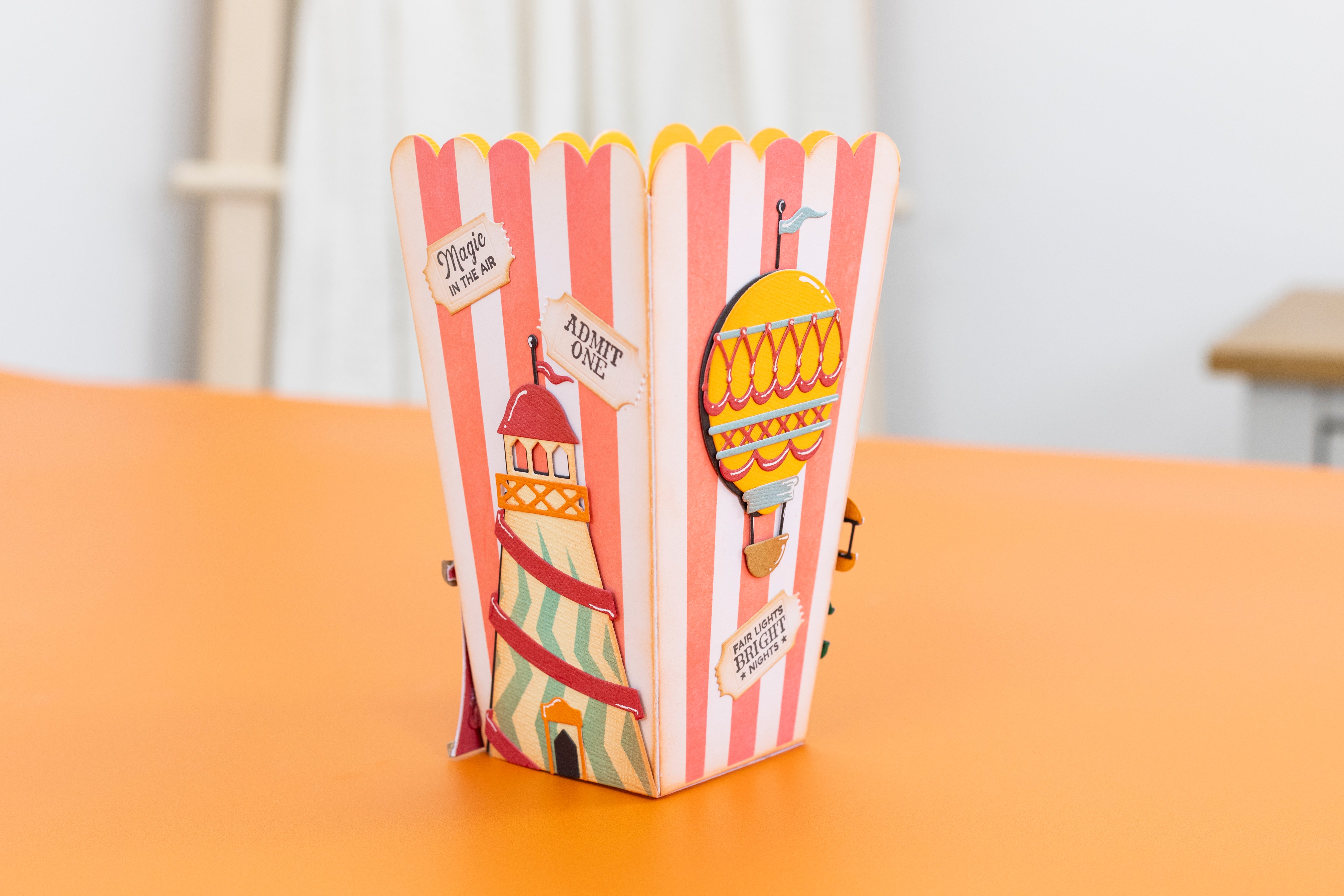 Vintage Carnival Stencil & Die Set - Popcorn Treat Box