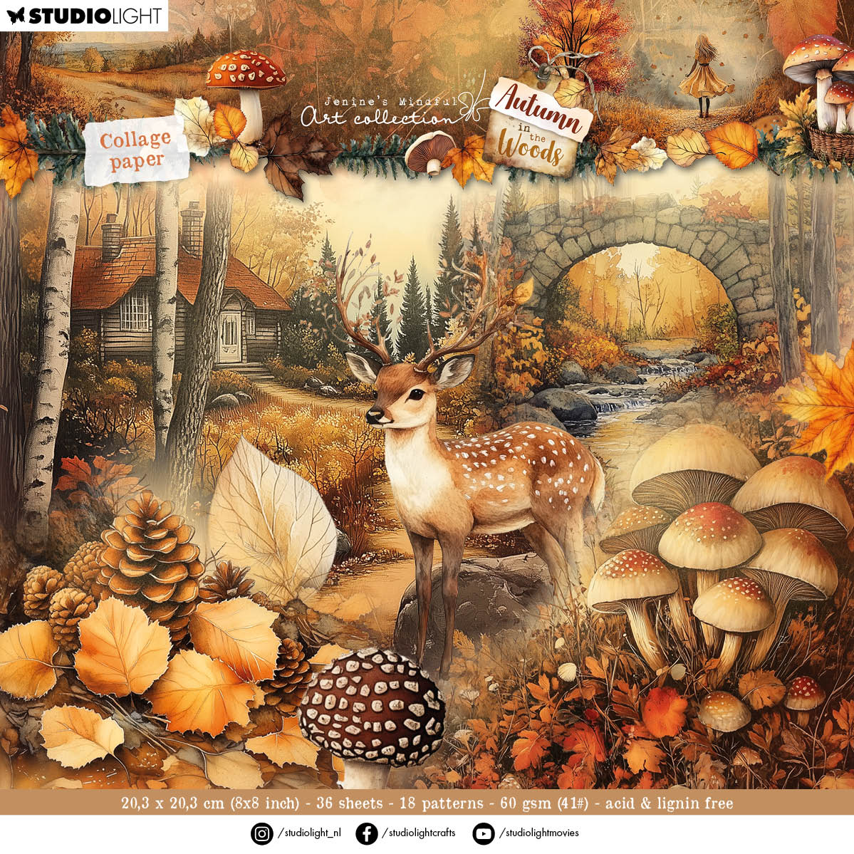 JMA Collage Paper Pad Backgrounds & Elements Autumn In The Woods 36 Sheets