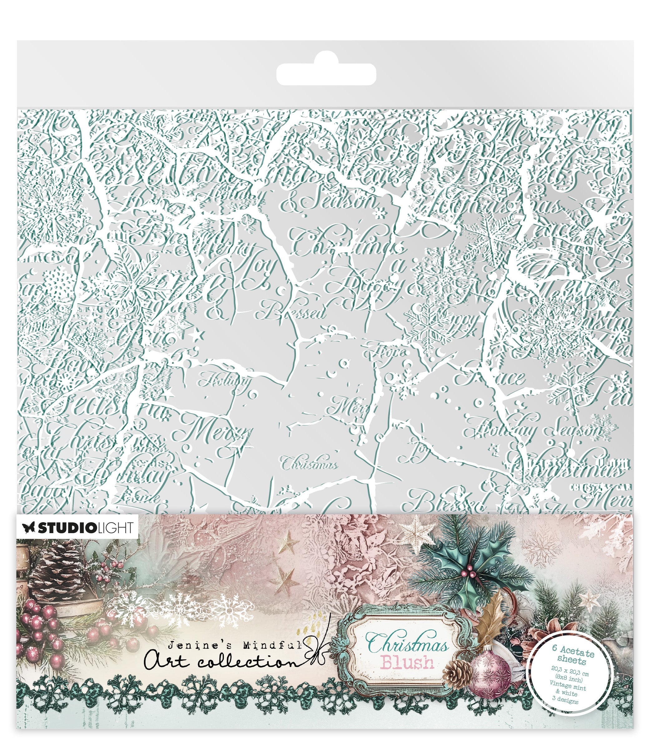 JMA Acetate Sheets White & Vintage Mint Christmas Blush 6 Sheets