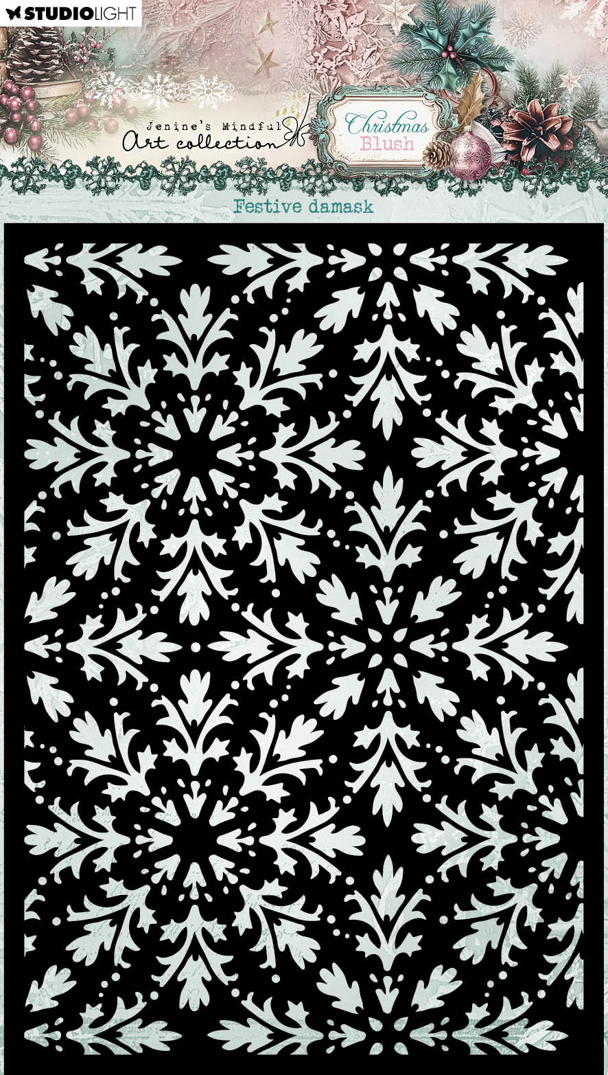 JMA Mask Festive Damask Christmas Blush 1 Piece