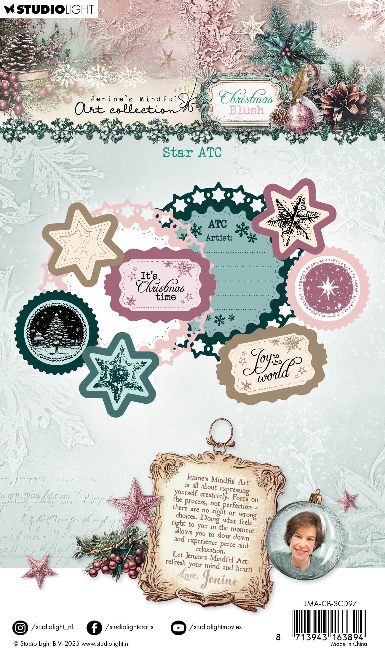 JMA Stamp And Cutting Dies Star ATC Christmas Blush 17 Pieces