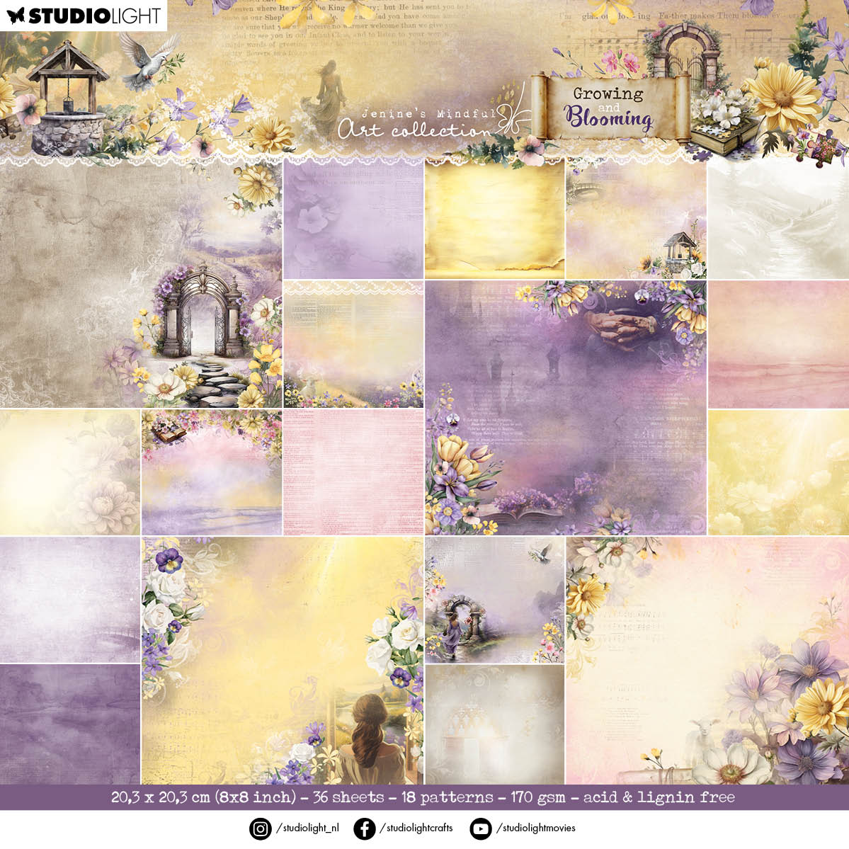 JMA Designer Paper Pad Background Paper Growing & Blooming 36 Sheets