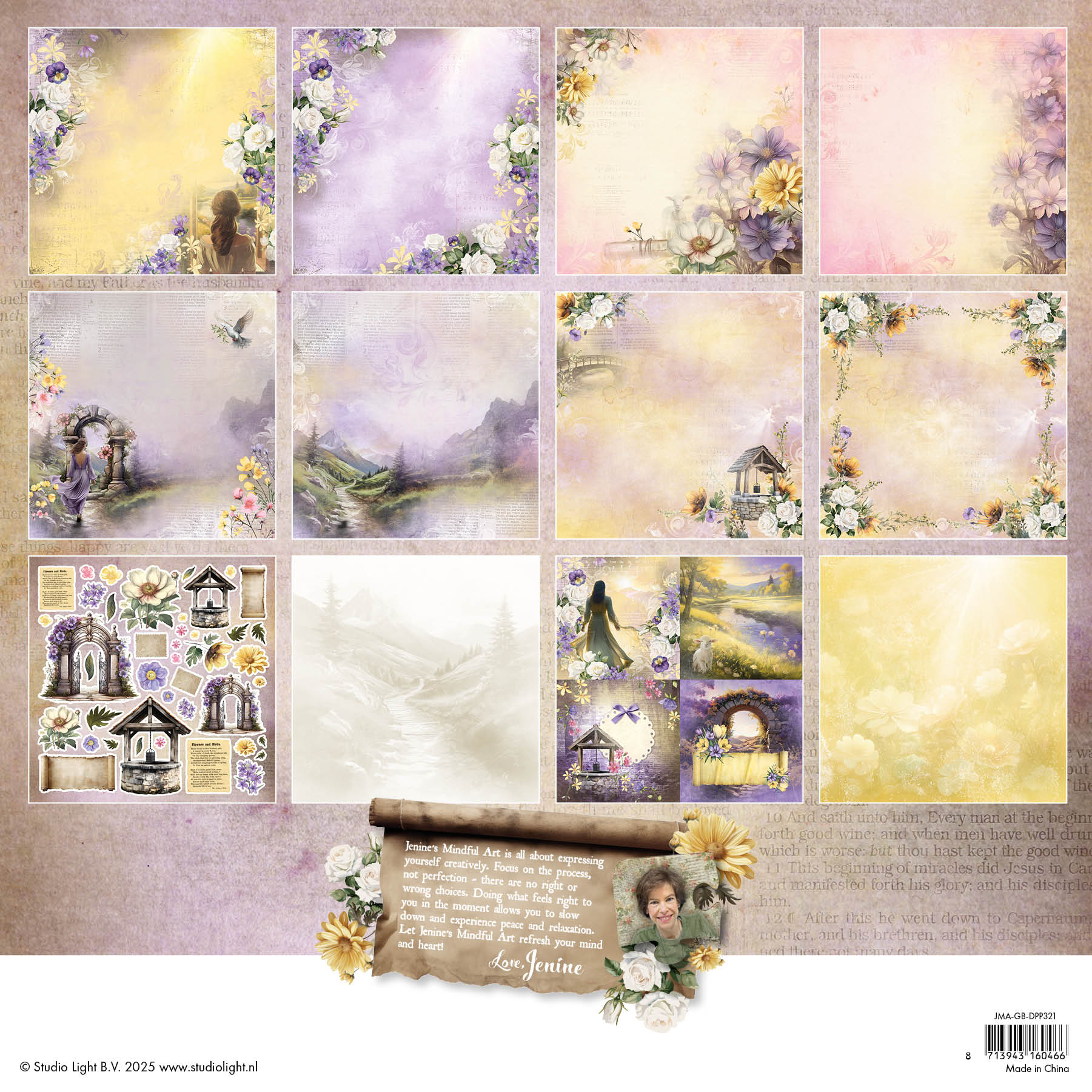 JMA Designer Paper Pad Double-Sided Scrapbooking Growing & Blooming 12 Sheets