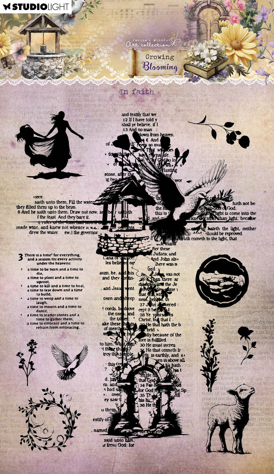 JMA Clear Stamp In Faith Growing & Blooming 11 Pieces