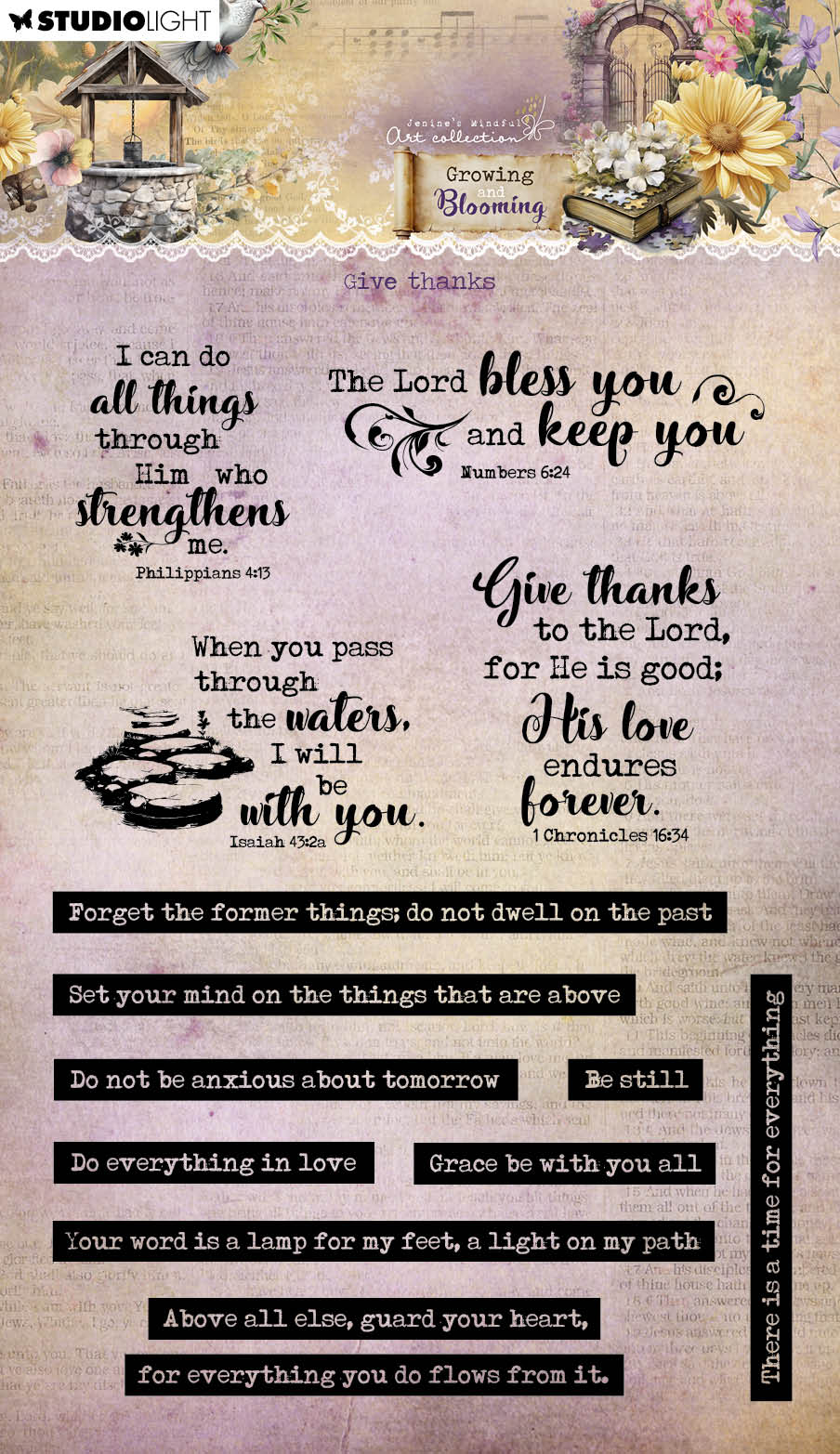 JMA Clear Stamp Give Thanks Growing & Blooming 13 Pieces