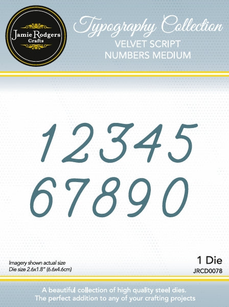 Jamie Rodgers Crafts Velvet Script - Numbers Medium Die Set