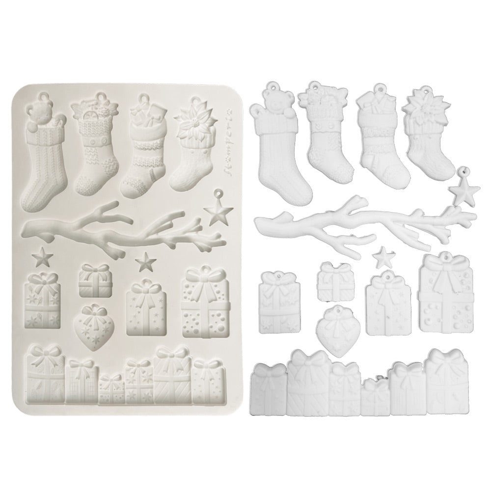Silicon Mould Designs A5 For Art And Craft - Christmas Socks And Presents