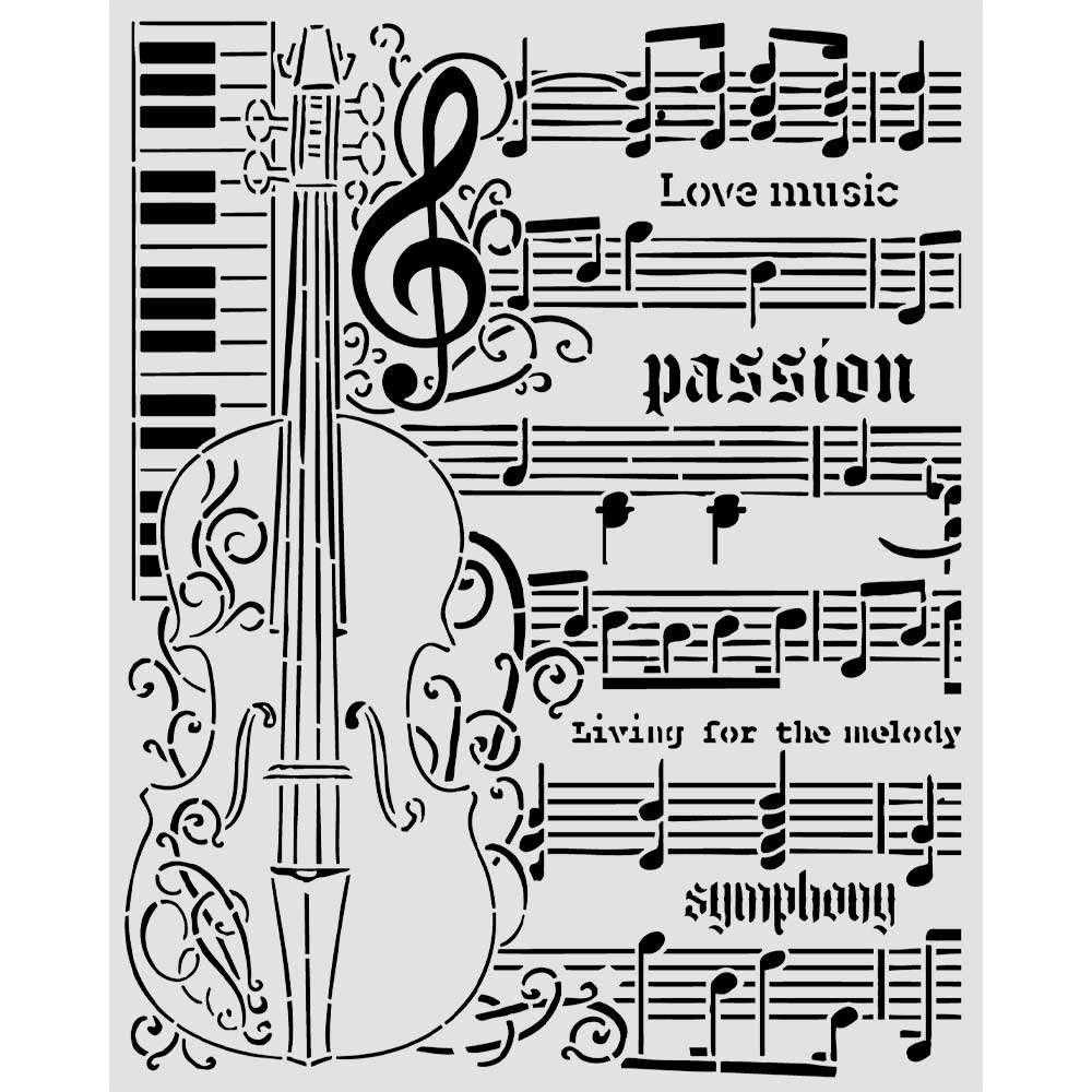 Cut Laser Stencil For Art And Craft cm 20x25 - Symphony Violin (SINGLE NOT 3PK)