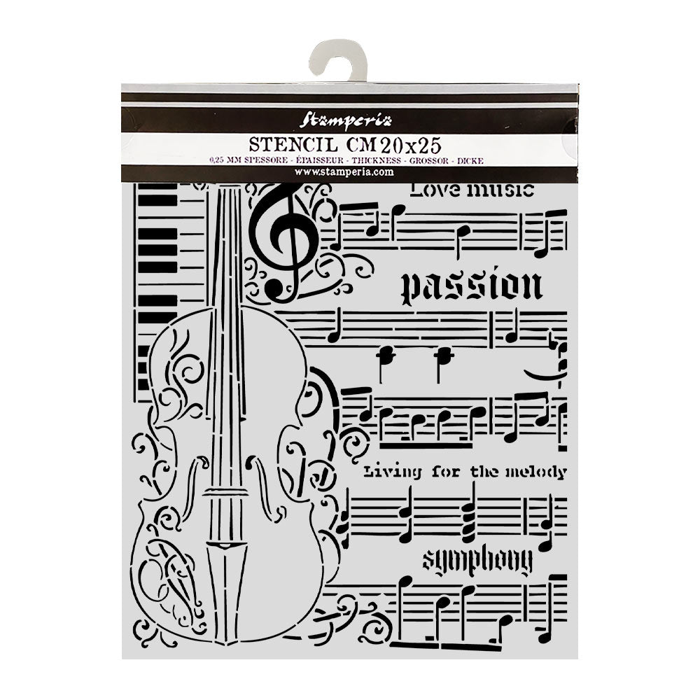 Cut Laser Stencil For Art And Craft cm 20x25 - Symphony Violin (SINGLE NOT 3PK)