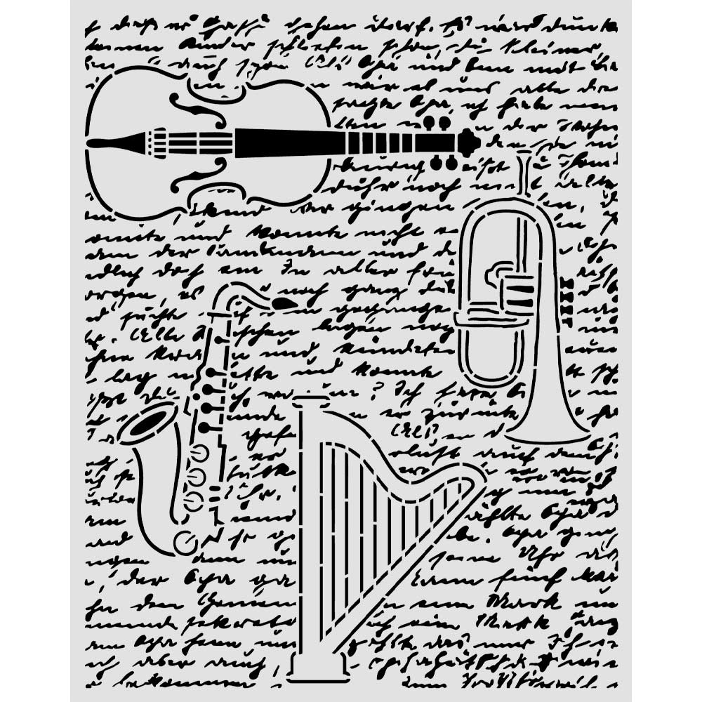 Cut Laser Stencil For Art And Craft cm 20x25 - Symphony Violin, Trumpet, Harp (SINGLE NOT 3PK)