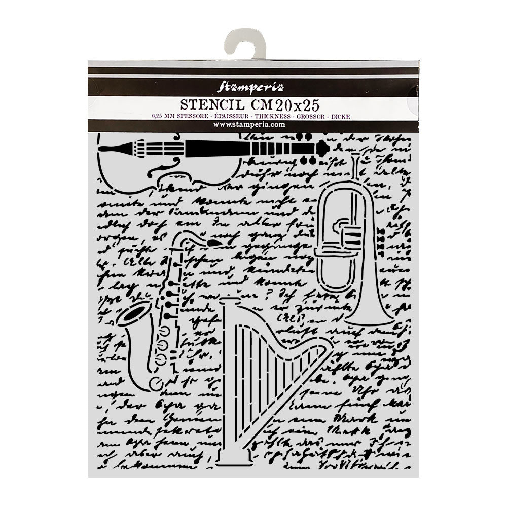 Cut Laser Stencil For Art And Craft cm 20x25 - Symphony Violin, Trumpet, Harp (SINGLE NOT 3PK)