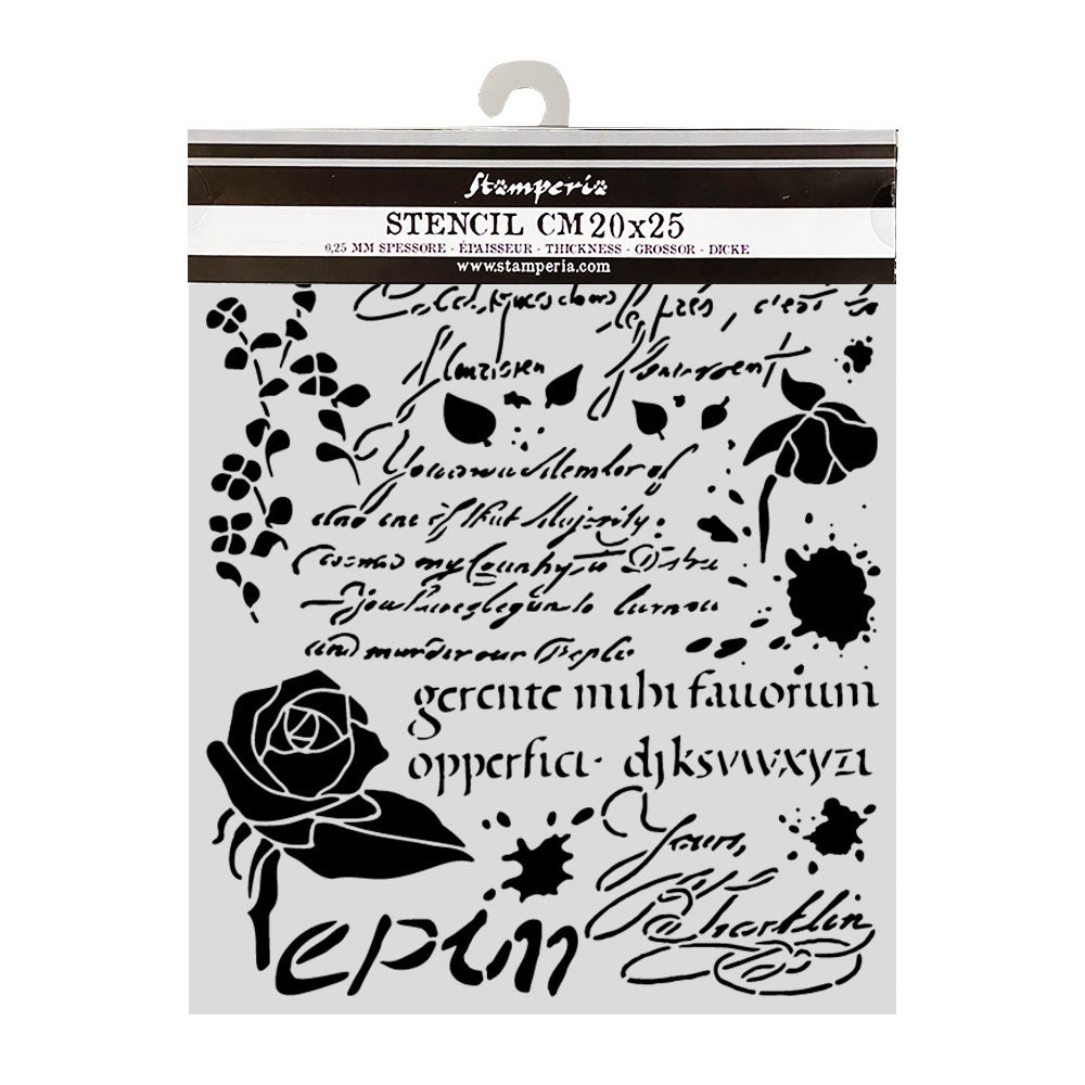Cut Laser Stencil For Art And Craft 20x25cm - Flowers And Poems Latin Inspirations