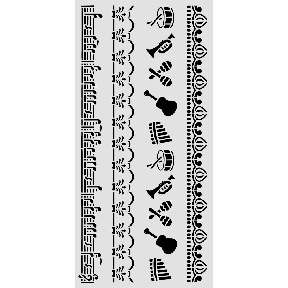 Cut Laser Stencil For Art And Craft cm 12x25 - Symphony Borders (SINGLE NOT 3PK)