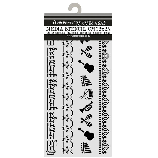 Cut Laser Stencil For Art And Craft cm 12x25 - Symphony Borders (SINGLE NOT 3PK)