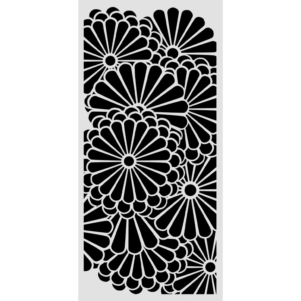 Cut Laser Stencil For Art And Craft cm 12x25 - Oriental Garden Flowers Pattern (SINGLE NOT 3PK)