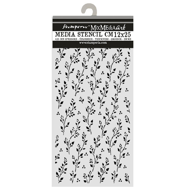 Cut Laser Stencil For Art And Craft 12x25cm - Cozy Family Sprig Pattern