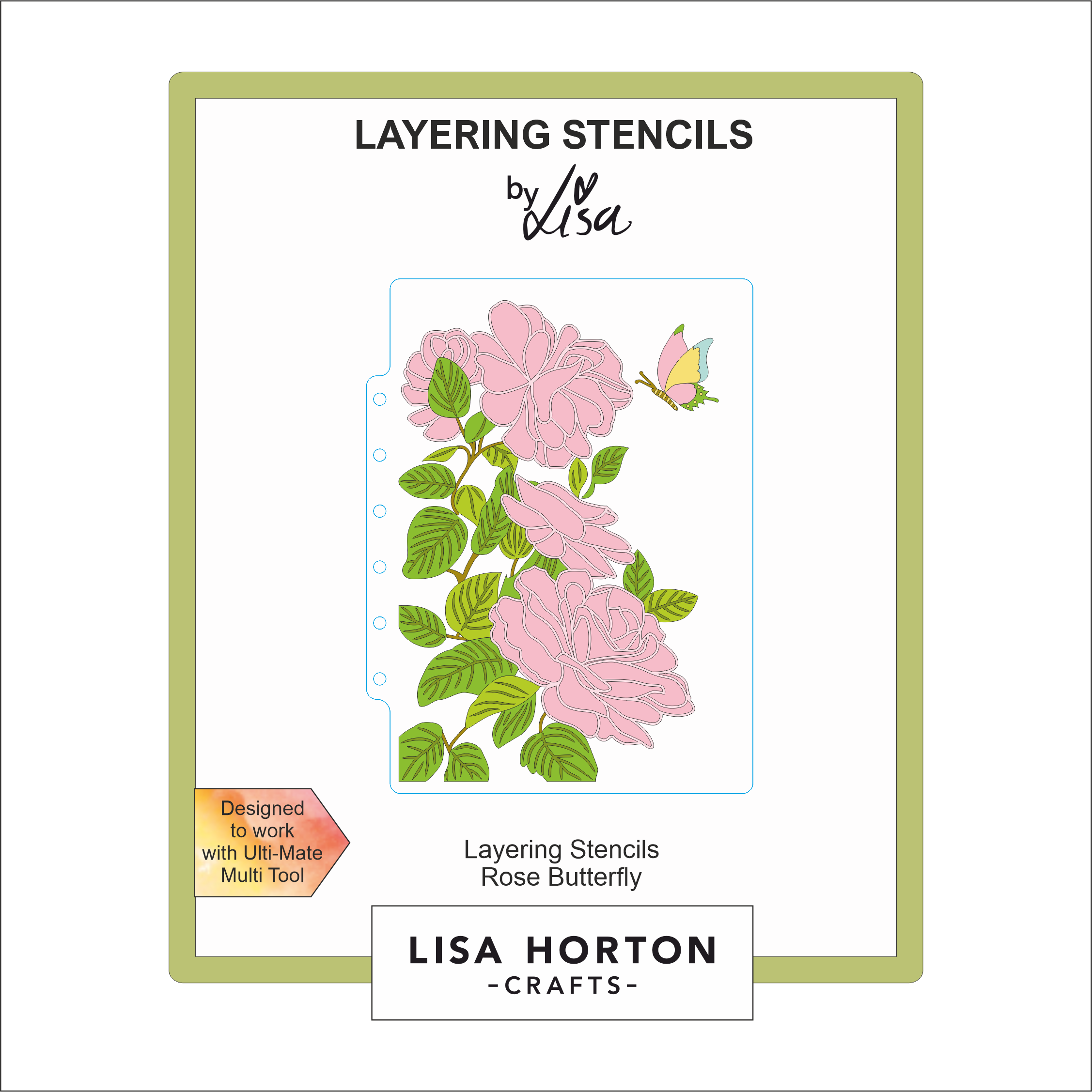 Lisa Horton Crafts Rose Butterfly 5x7 Layering Stencils
