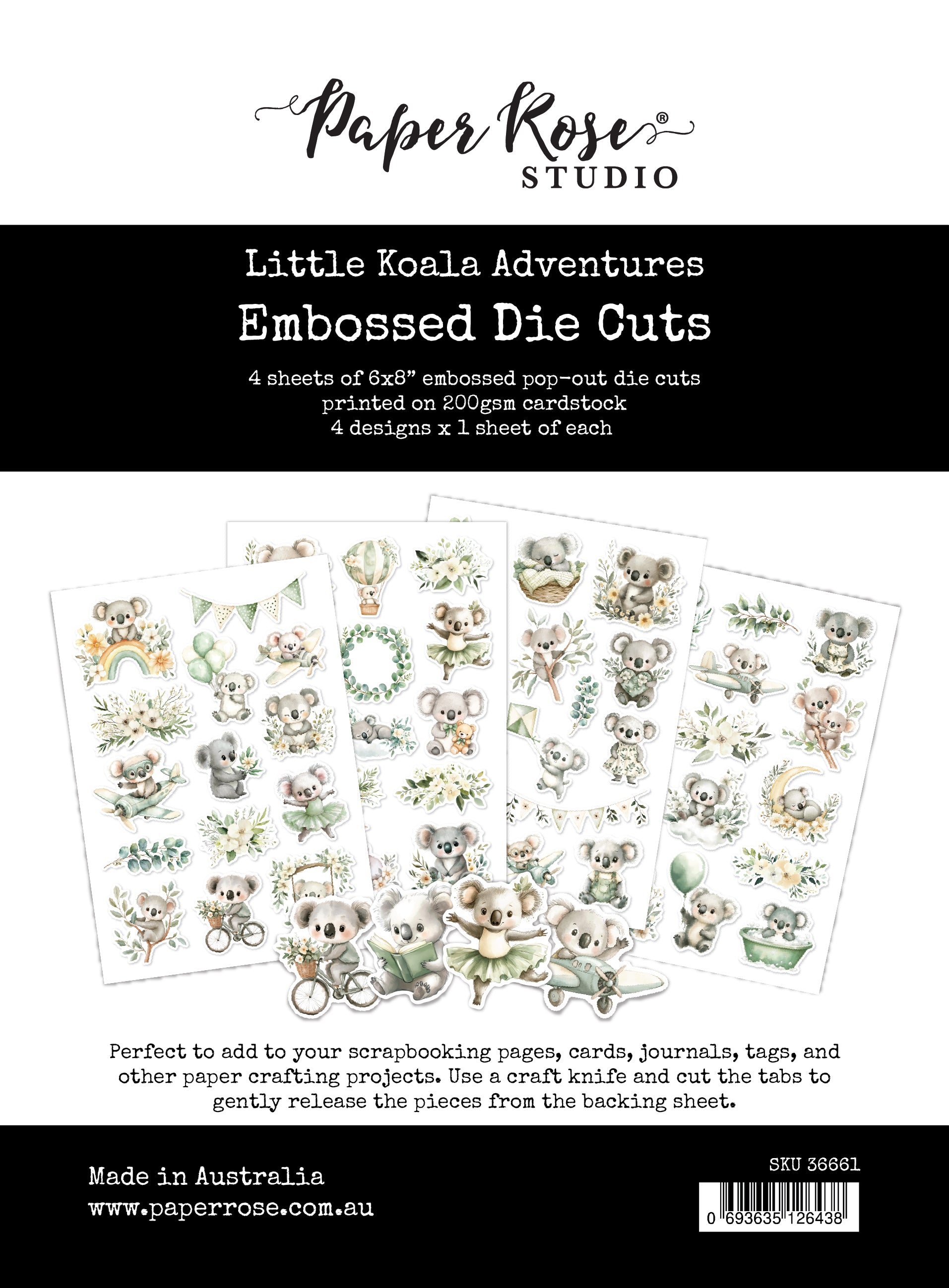 Little Koala Adventures 6 x 8" Embossed Die Cuts 36661