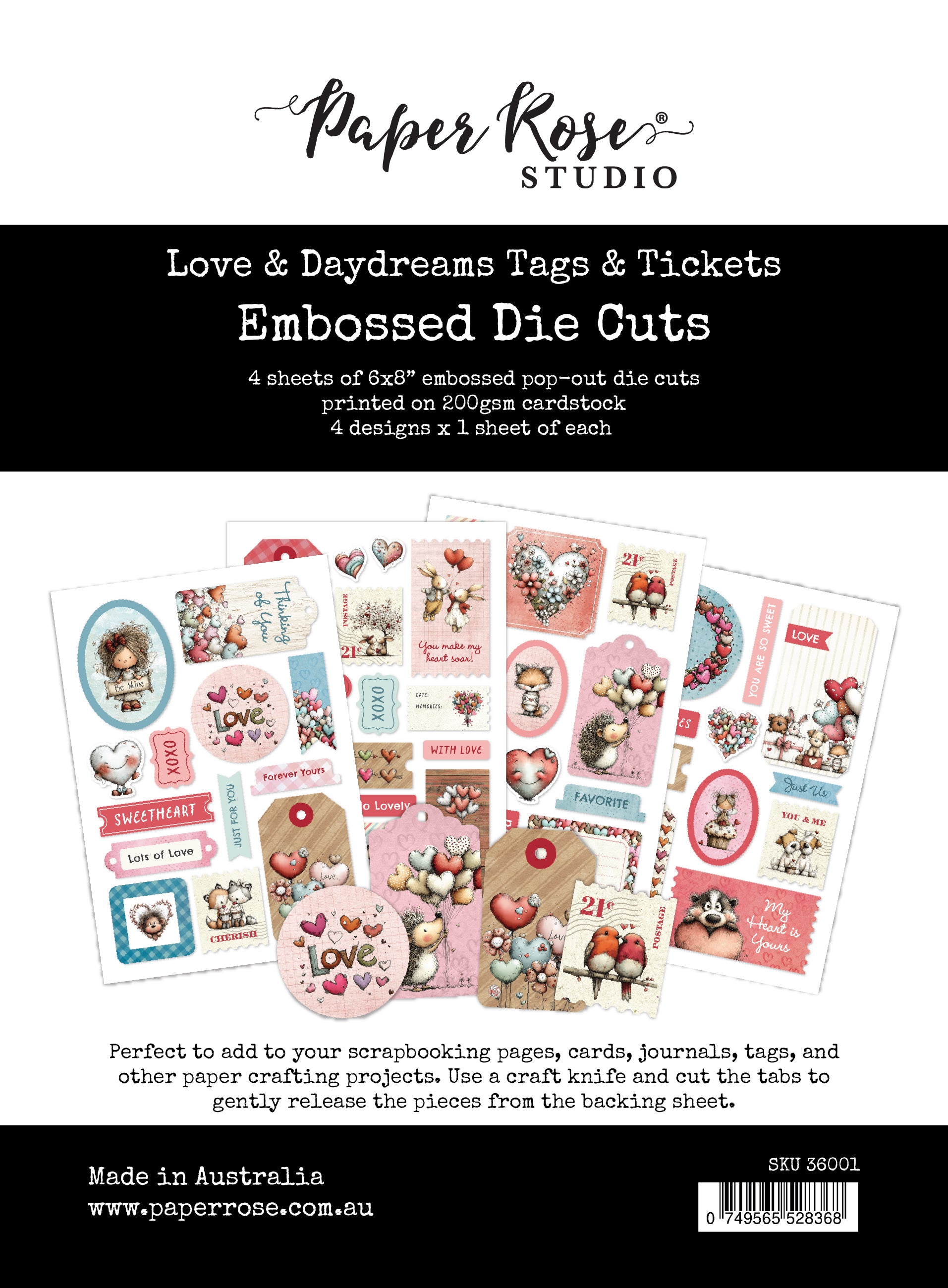 Love & Daydreams 6x8 Tags & Tickets Embossed Die Cuts 36001