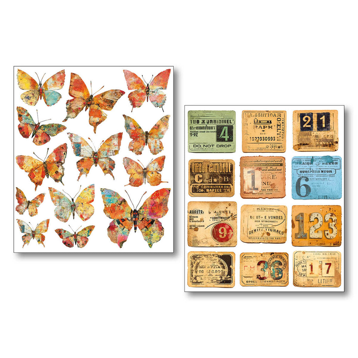 Mixed Media Sticker Set 10/Pkg Grungy Tags