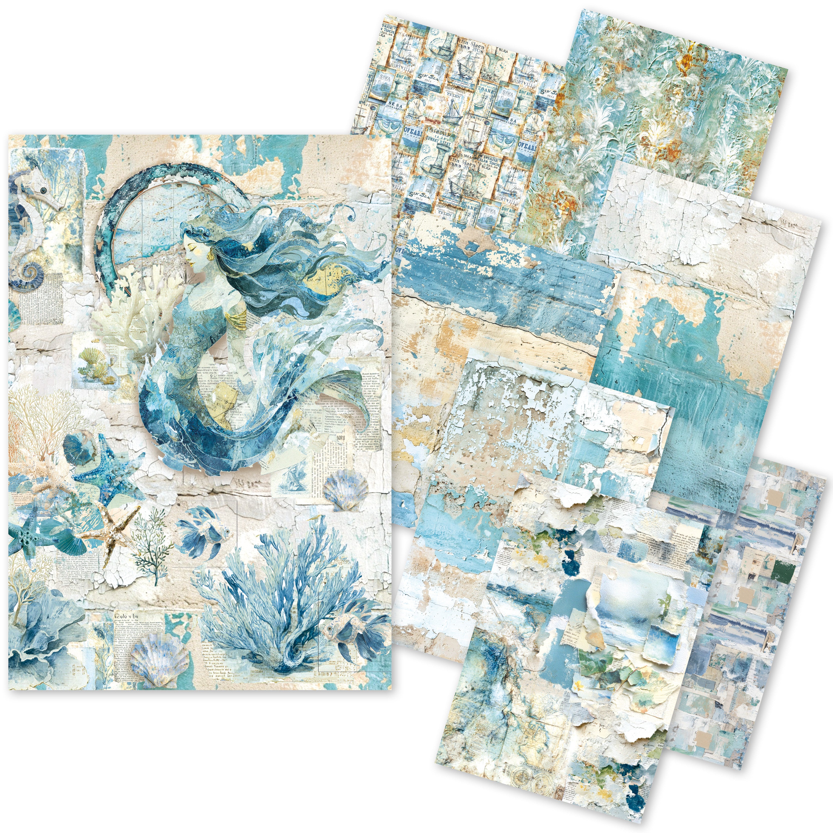 Craftmix Edge of the Ocean Mixed A5 Paper Pack - 8 Sheets (Tissue & Vellum Variety)