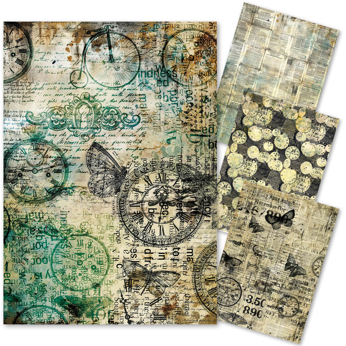 Mixed Media Rice Paper A4 Set 4/Pkg Time Capsule