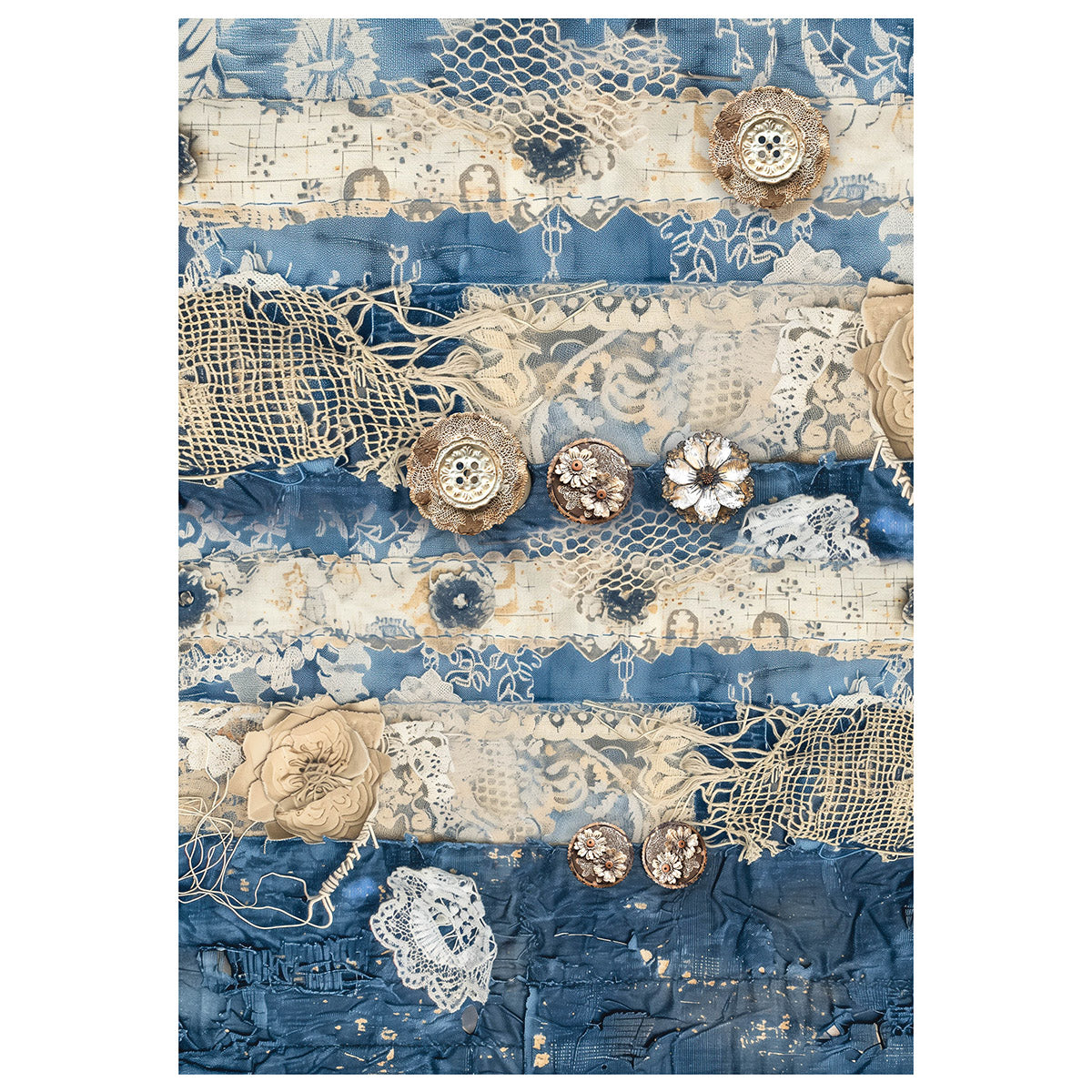 Mixed Media Rice Paper A4 Set 4/Pkg Urban Blue Denim