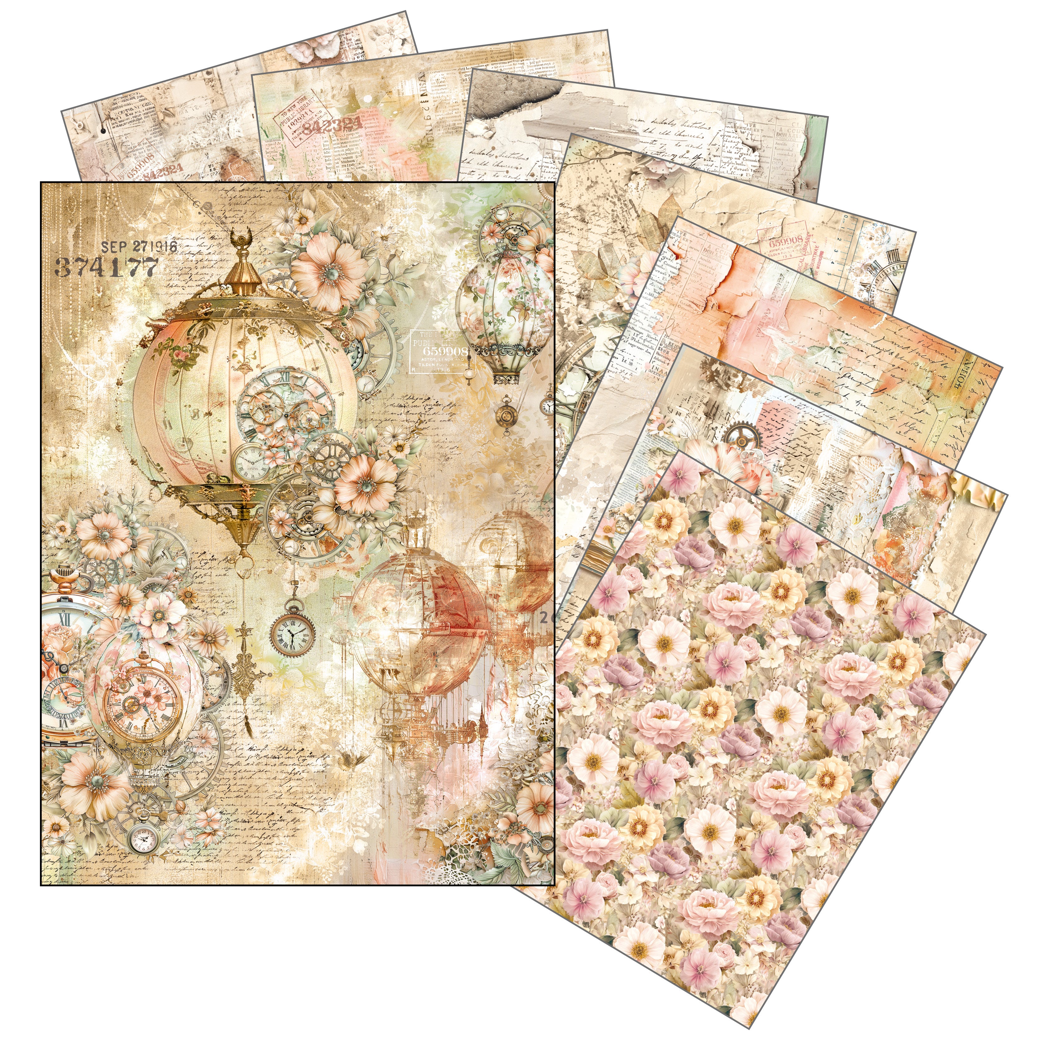 Rice Paper A5 MIXED 8/Pkg Lost in Time