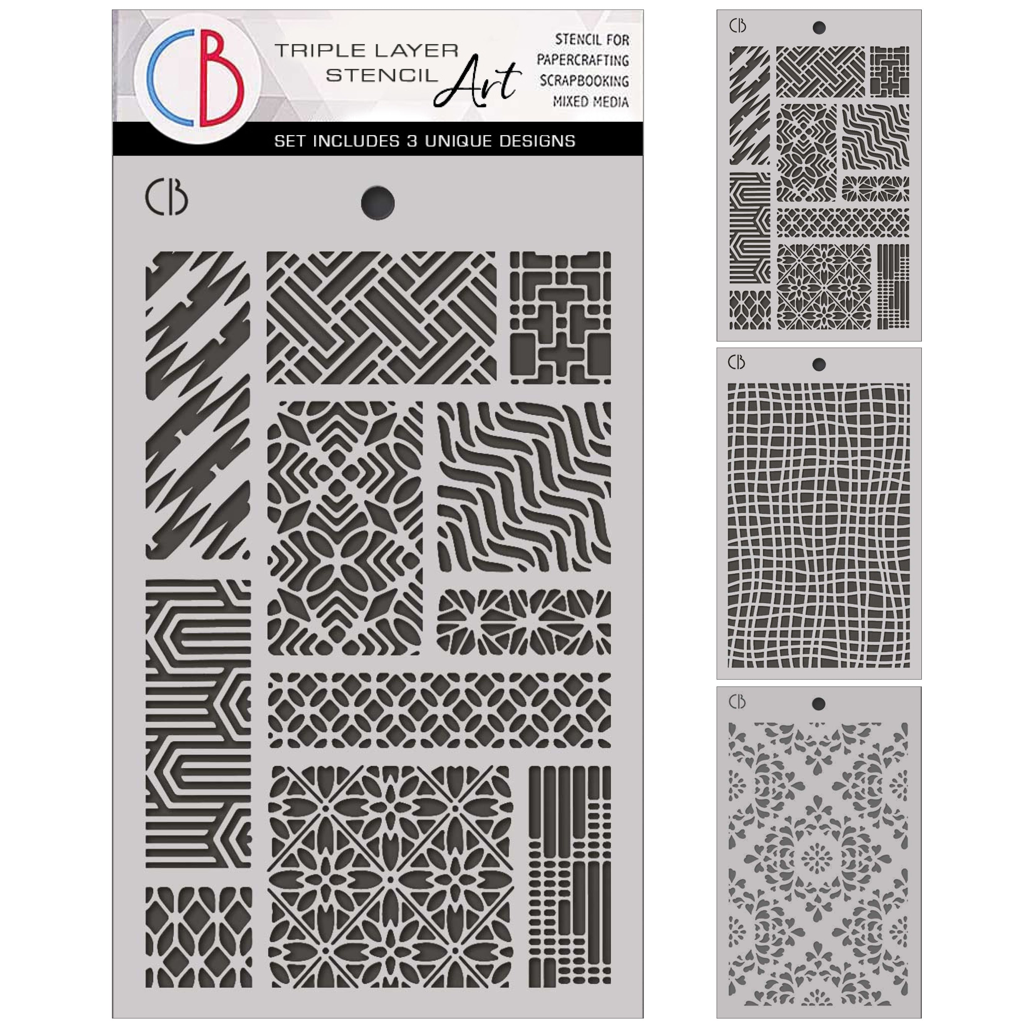 Stencil Mix 5"X8"– Triple Layer Set (3 Unique Designs)