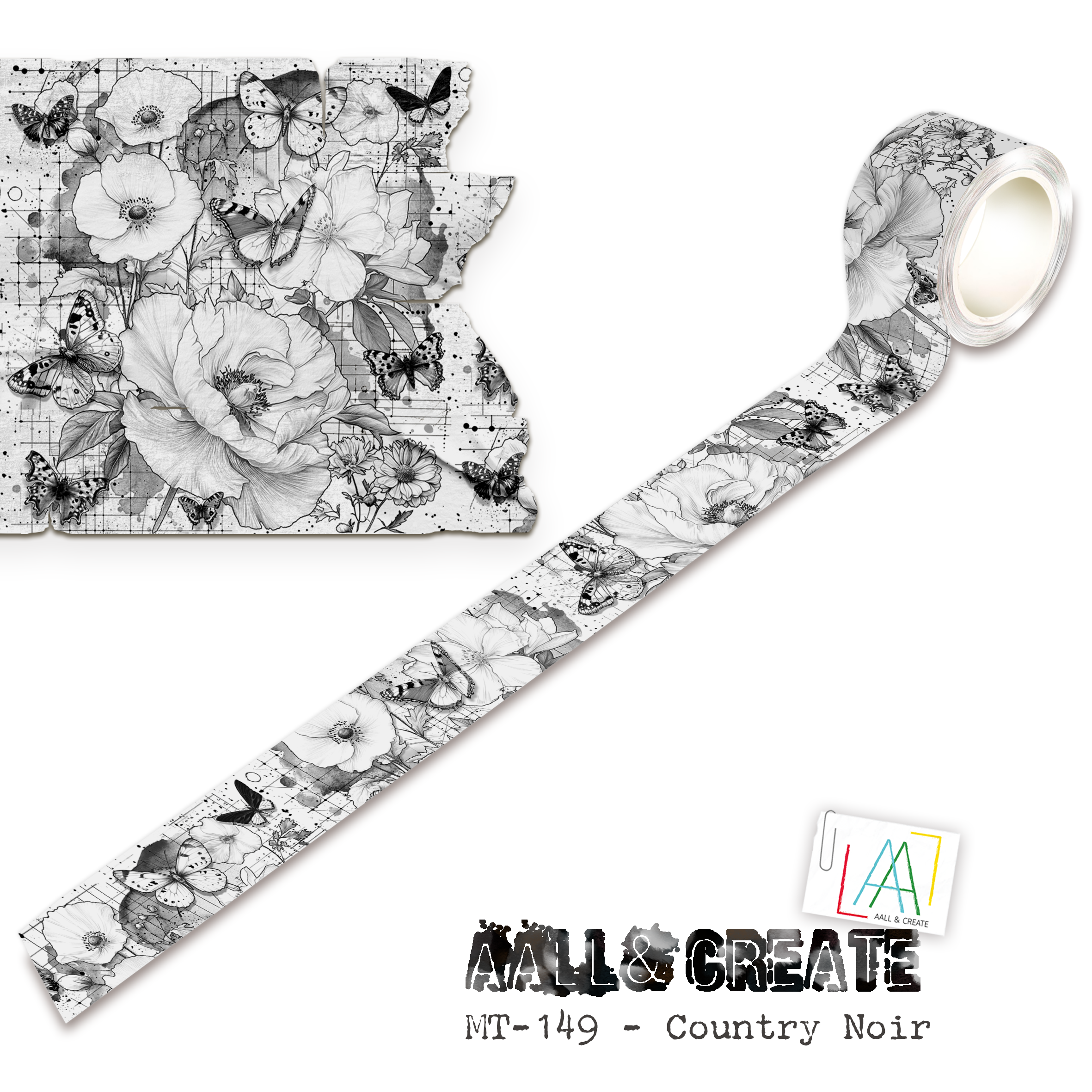 AALL and Create - Washi Tape 25mm x 10m - Country Noir (Layer-It-Up)