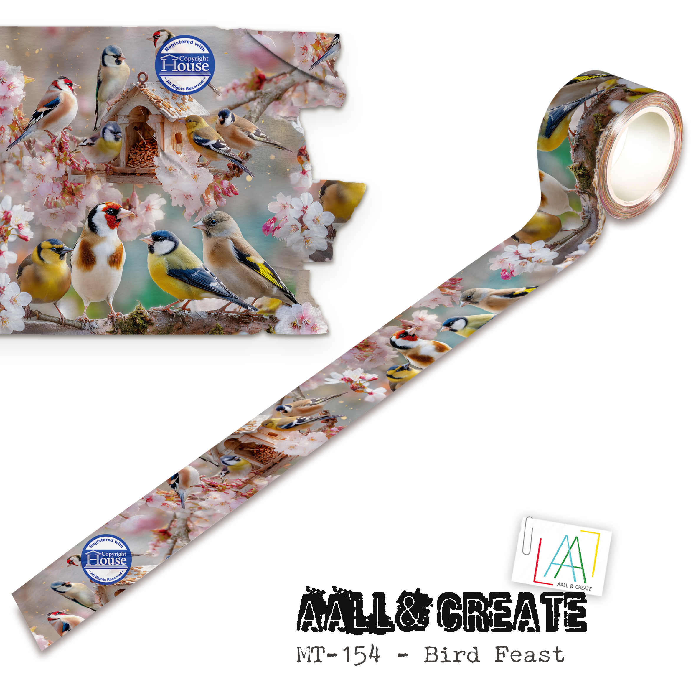 AALL and Create - Layer-It-Up Washi Tape 25mm x 10m - Bird Feast