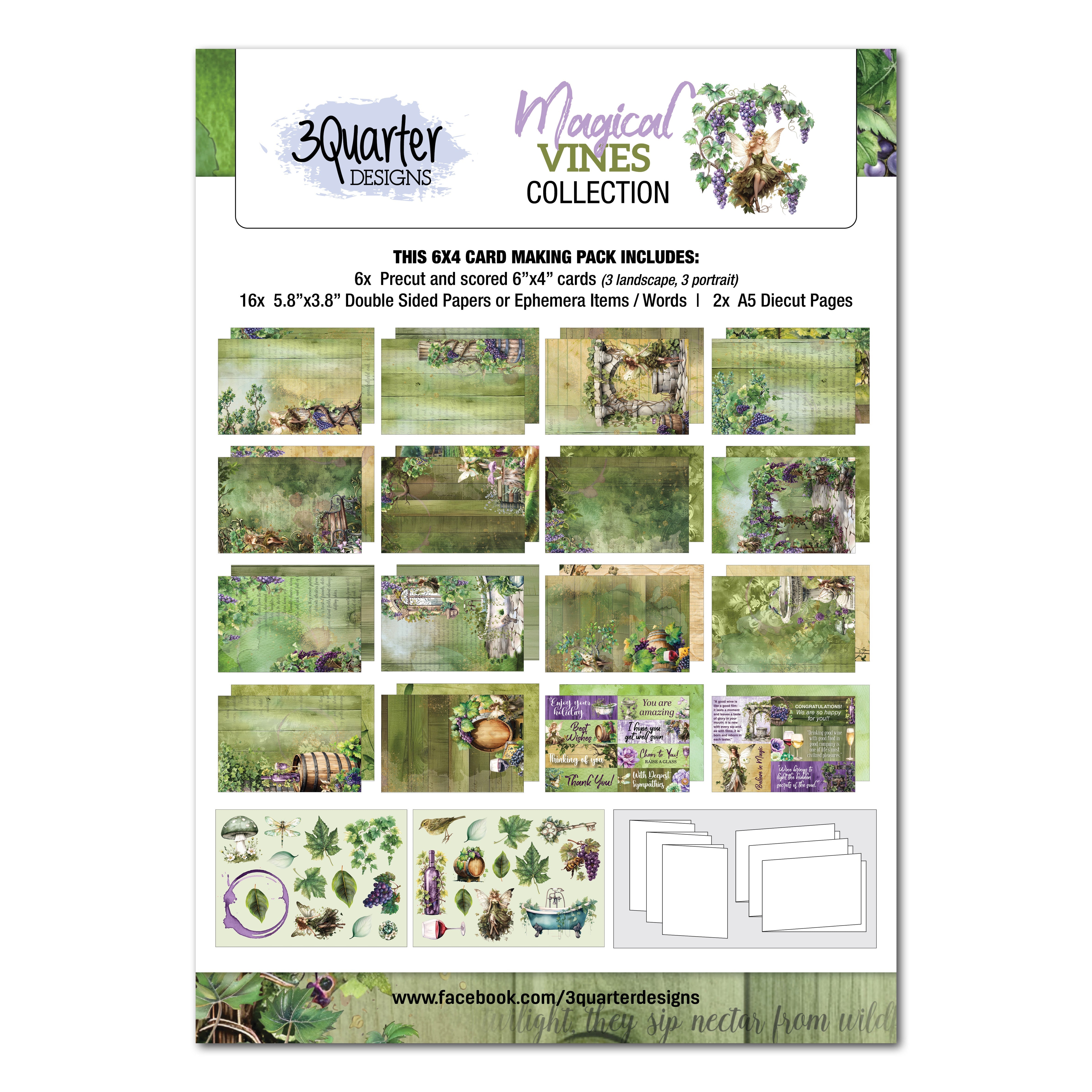 3Quarter Designs Magical Vines 6x4 Card Pack