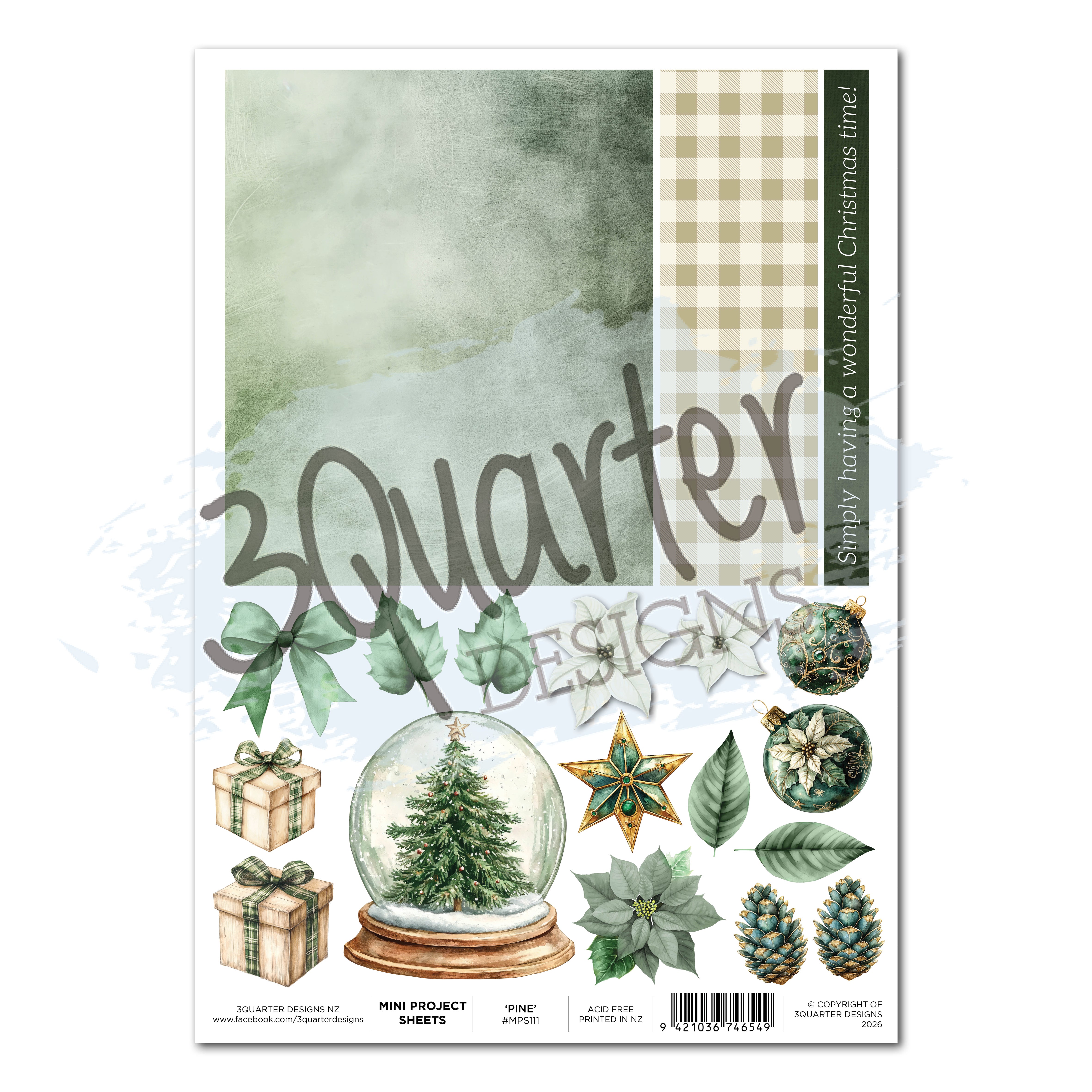 3Quarter Designs Pine Festivities - Mini Project Sheet