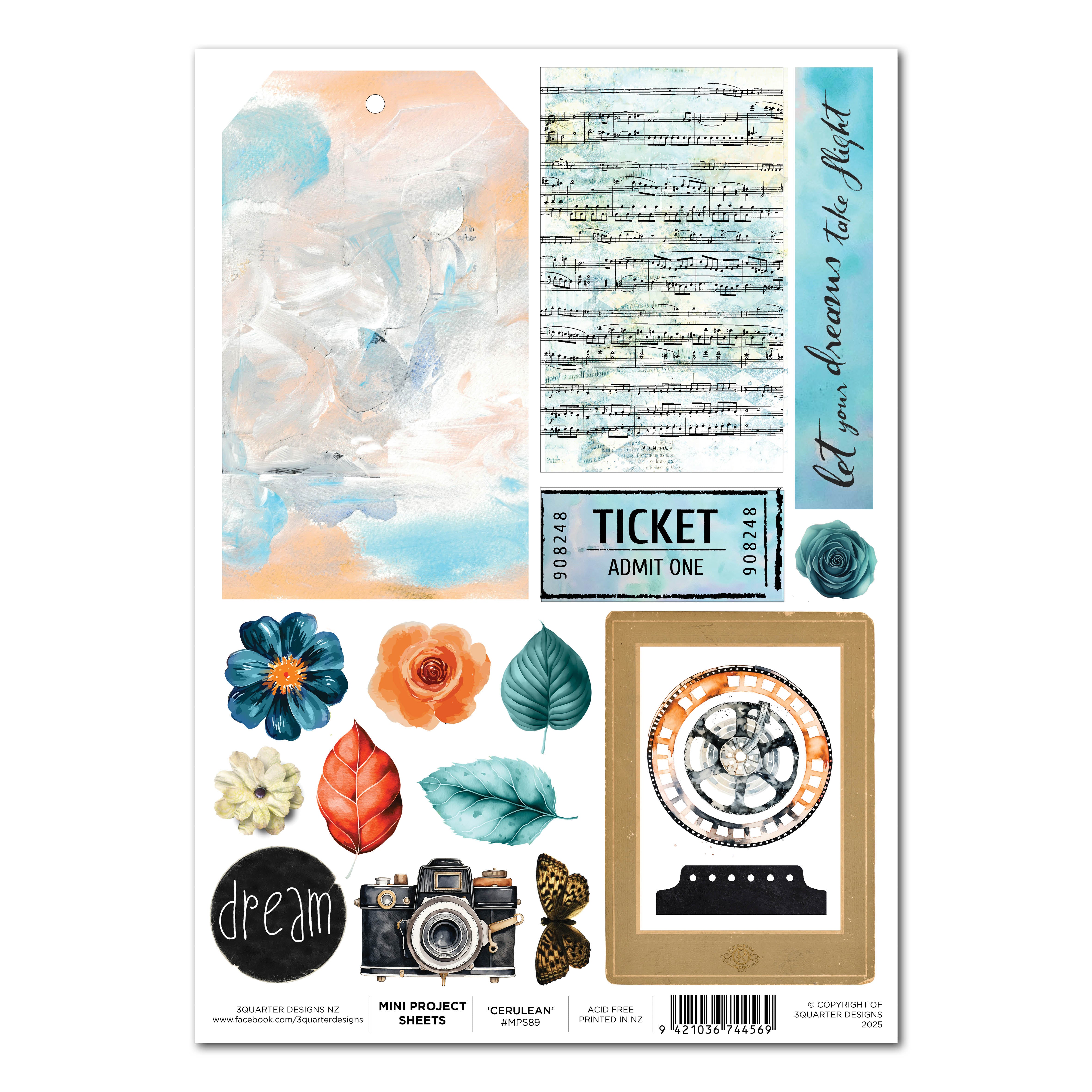 3Quarter Designs Cerulean Score - Mini Project Sheet