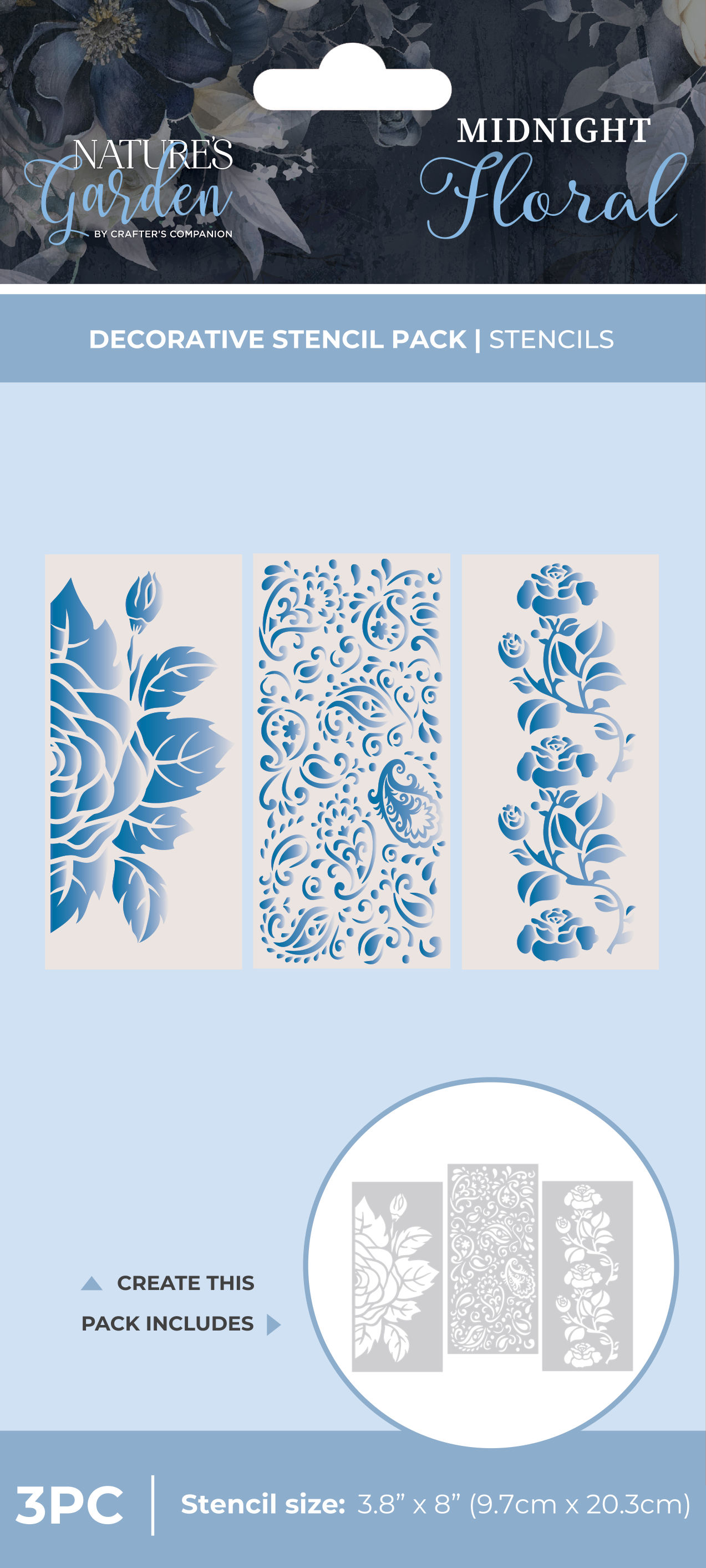 Nature's Garden - Midnight Floral Stencils - Decorative Stencil Pack
