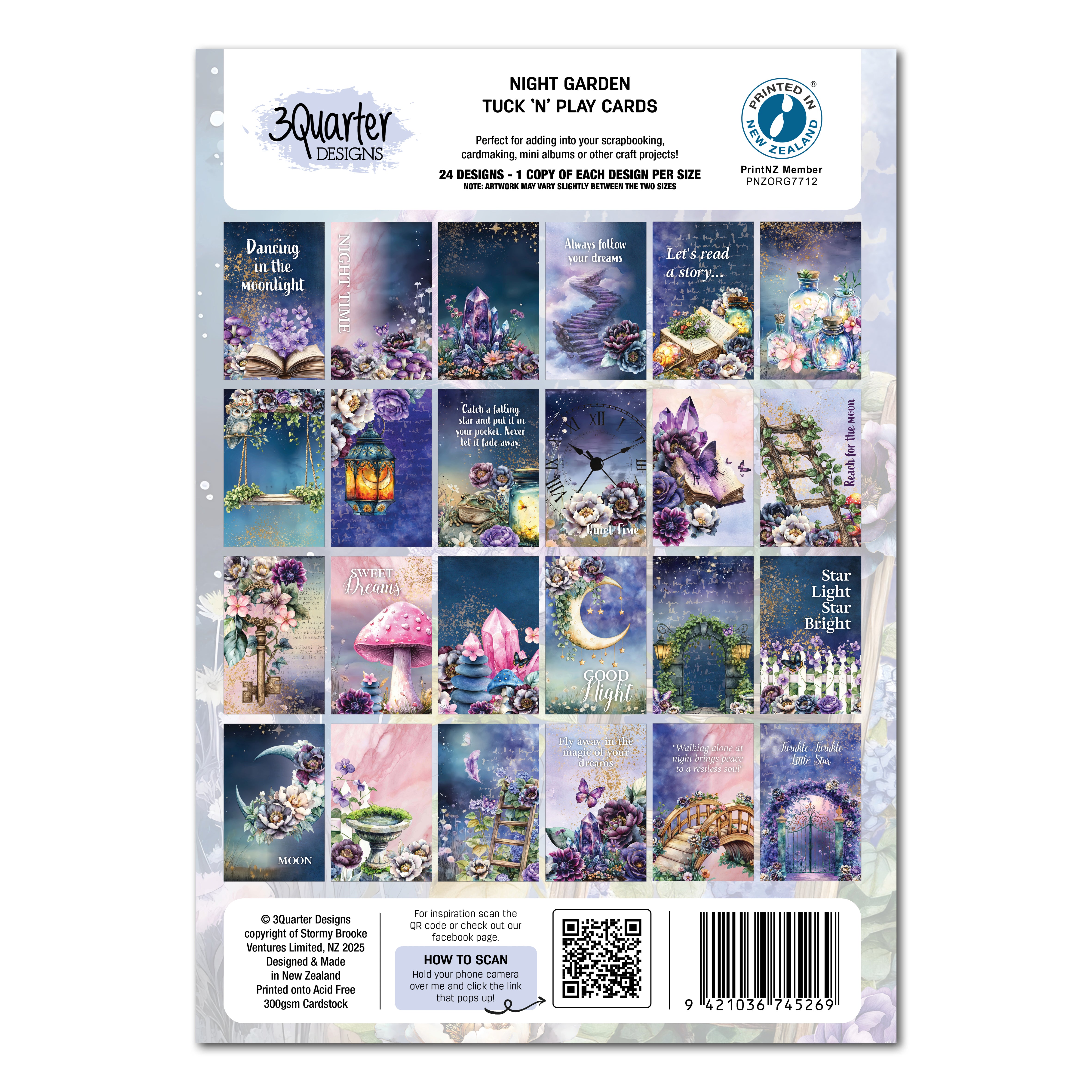 3Quarter Designs Night Garden - Tuck N Play Cards