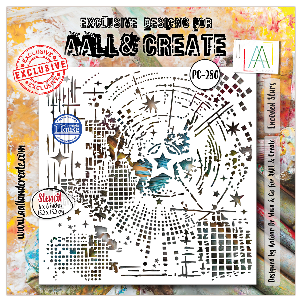 AALL and Create - 6"x6" Stencil - Encoded Stars